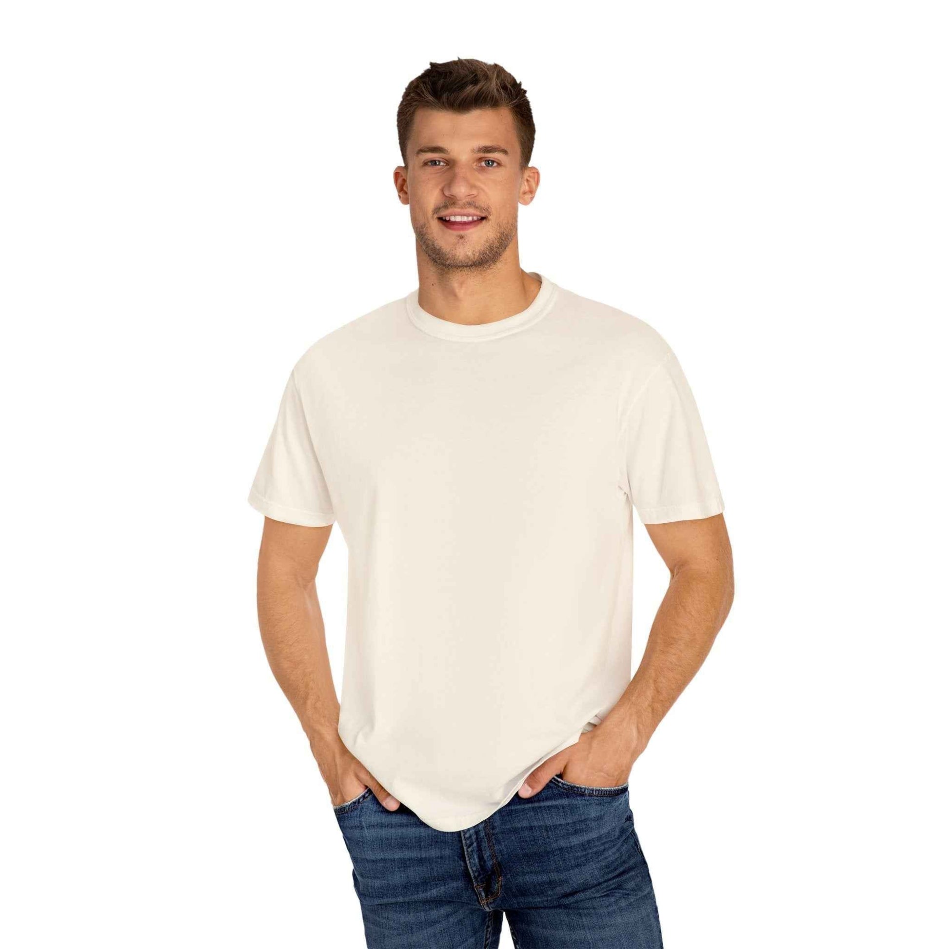 Funny Casual T-shirt - Unisex Garment-Dyed Tee for Friends to Stop Thinking and Start Drinking - Maklenn