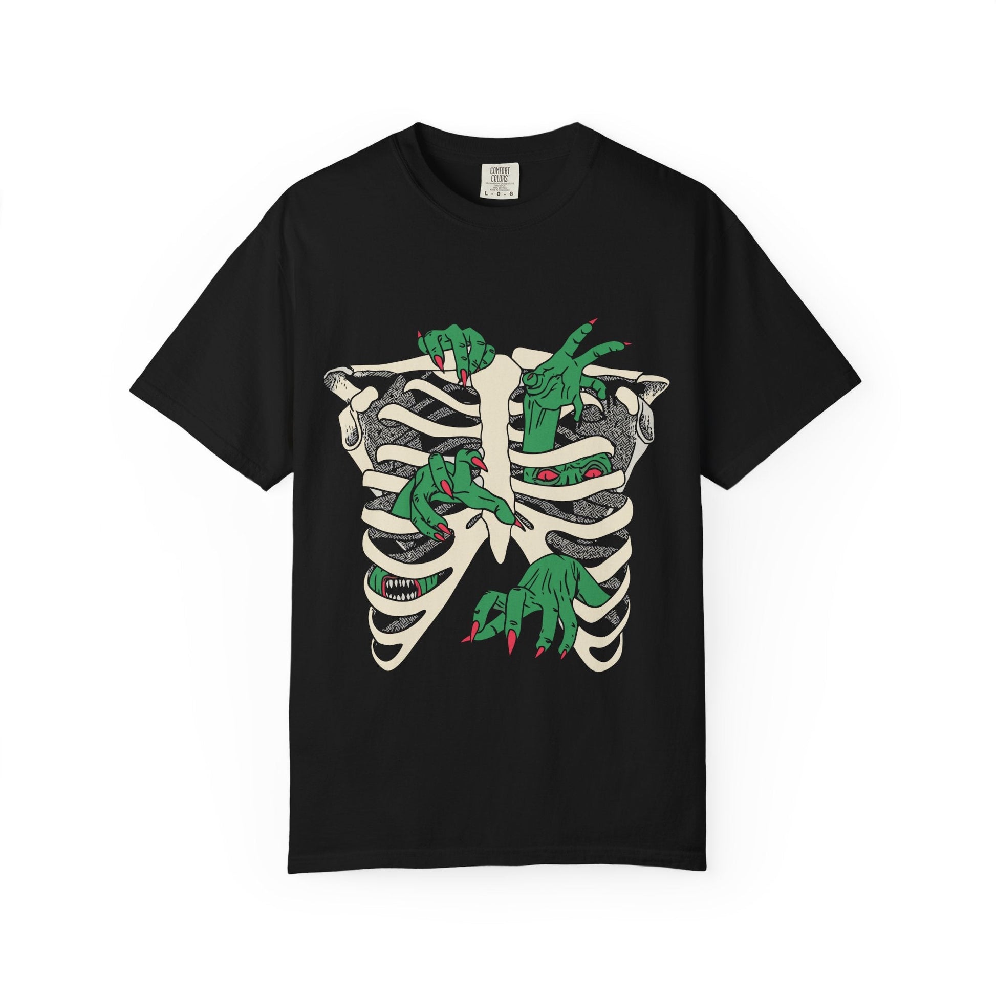 Skeleton Dino Unisex T-Shirt | Vintage Graphic Tee, Fun Gift, Casual Wear, Eco-Friendly Clothing, Halloween Apparel - Maklenn