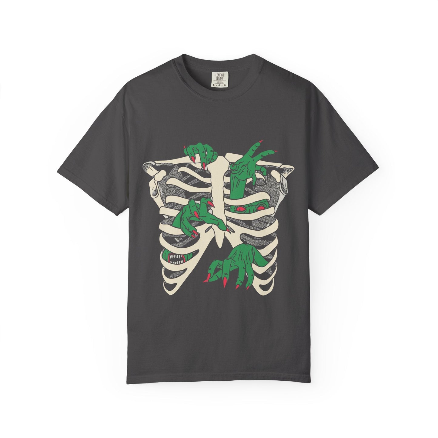 Skeleton Dino Unisex T-Shirt | Vintage Graphic Tee, Fun Gift, Casual Wear, Eco-Friendly Clothing, Halloween Apparel - Maklenn
