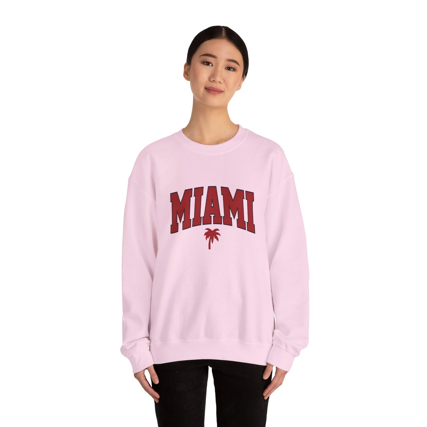 Miami Graphic Crewneck Sweatshirt, Unisex Sweatshirt, Cozy Miami Apparel, Casual Streetwear, Perfect Gift for Sport Lovers Printify