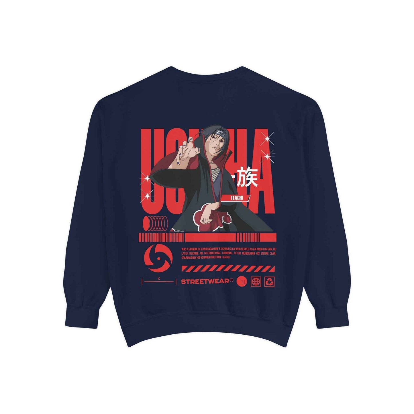 Uchiha Unisex Streetwear Sweatshirt with Graphic Design, Cozy Fashion, Anime Lovers, Casual Wear, Unique Gift