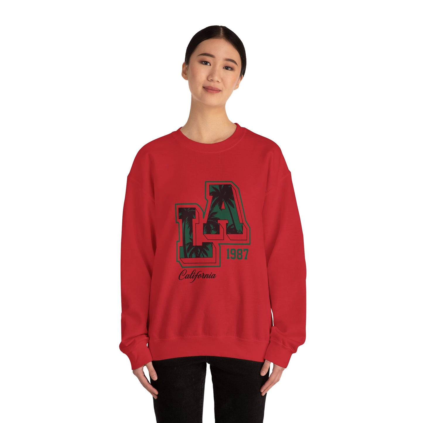LA California 1987 Crewneck Sweatshirt, Cozy Unisex Sweatshirt, Casual Outing Apparel, Perfect Gift for Birthdays, Relaxed Fit Tees Printify