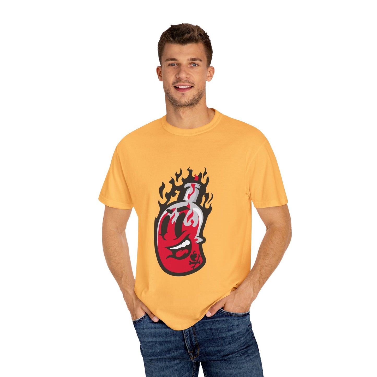 Flame Graphic T-shirt for Unisex, Casual Summer Wear, Gift for Music Lovers, Vibrant Artwork Tee, Trendy Fashion Top Printify