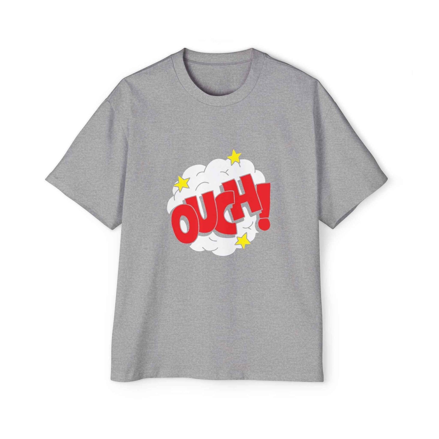 Ouch! Men's Heavy Oversized Tee, Casual T-Shirt, Gift for Him, Everyday Wear, Graphic Tee, Summer Style