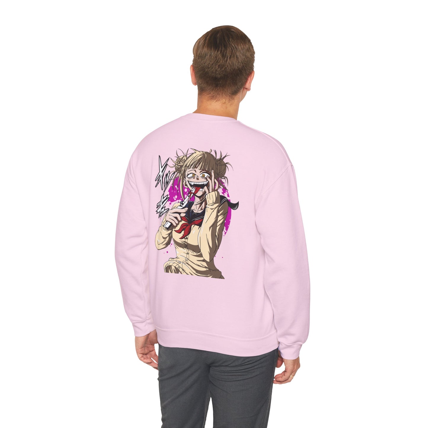 Anime Graphic Crewneck Sweatshirt — Toga Himiko Illustration & Japanese Logo