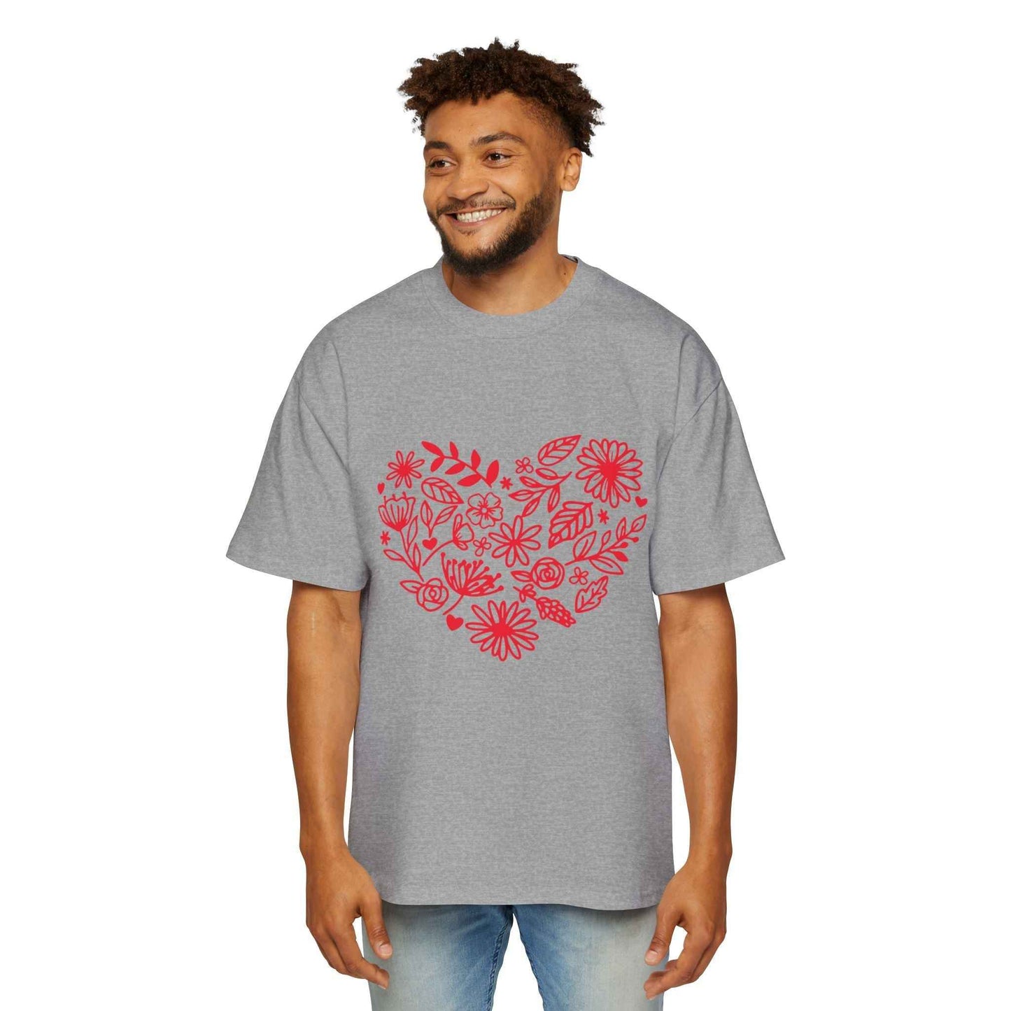 Romantic Floral Oversized Tee - Perfect for Valentine's Day, Casual Wear, Gift for Him, Comfortable Fashion, Everyday Style
