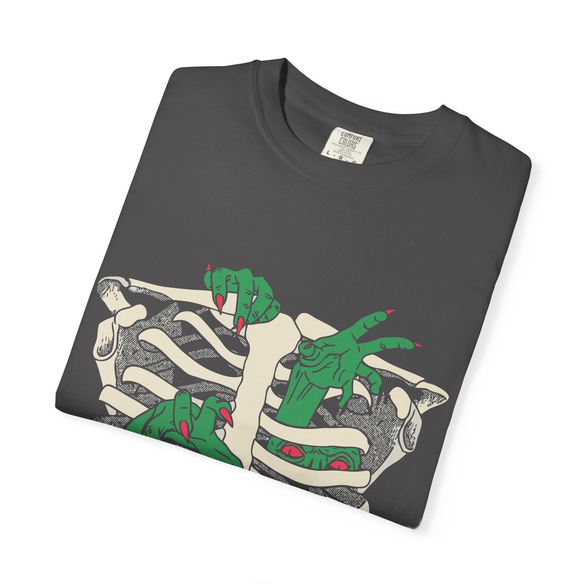 Skeleton Dino Unisex T-Shirt | Vintage Graphic Tee, Fun Gift, Casual Wear, Eco-Friendly Clothing, Halloween Apparel - Maklenn