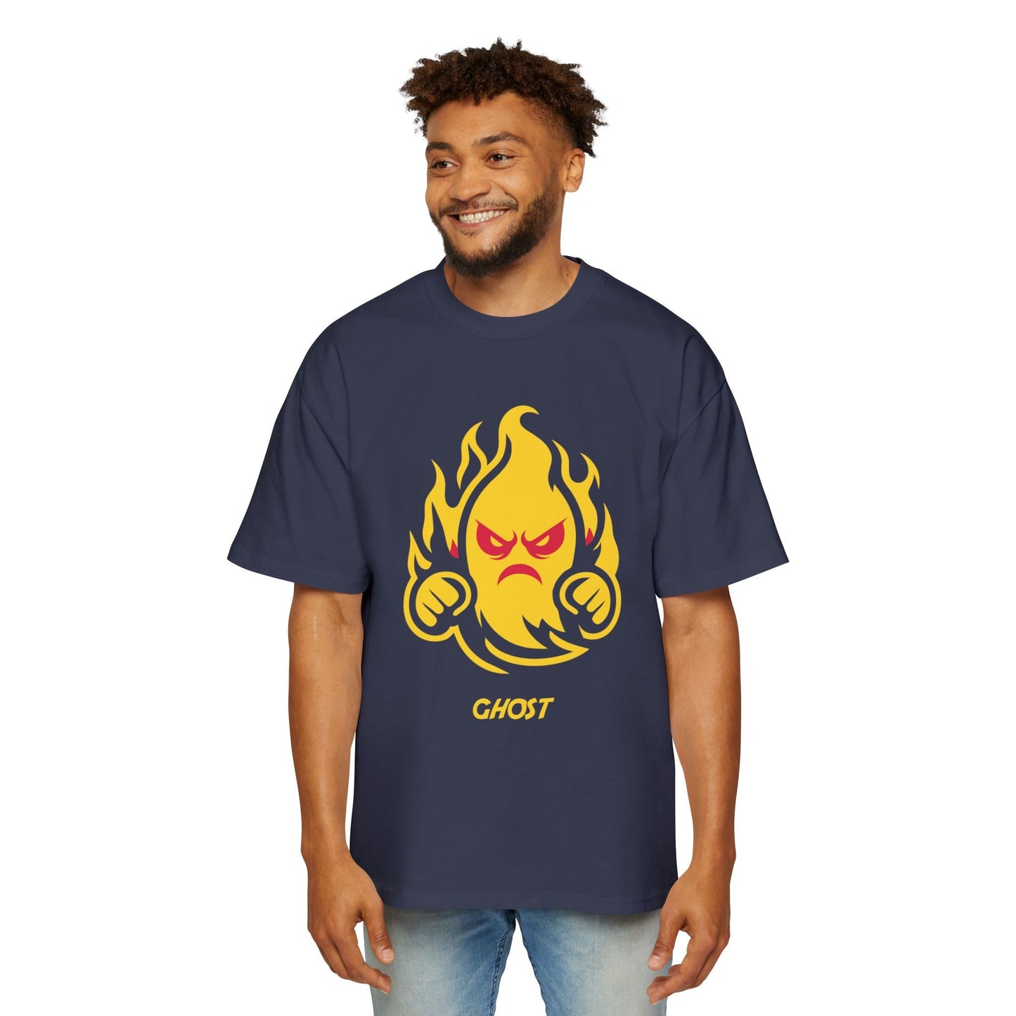 Men's Oversized Graphic Tee, Fun Flame Design, Casual Wear, Streetwear, Unique Gift, Cool Men's Apparel Printify