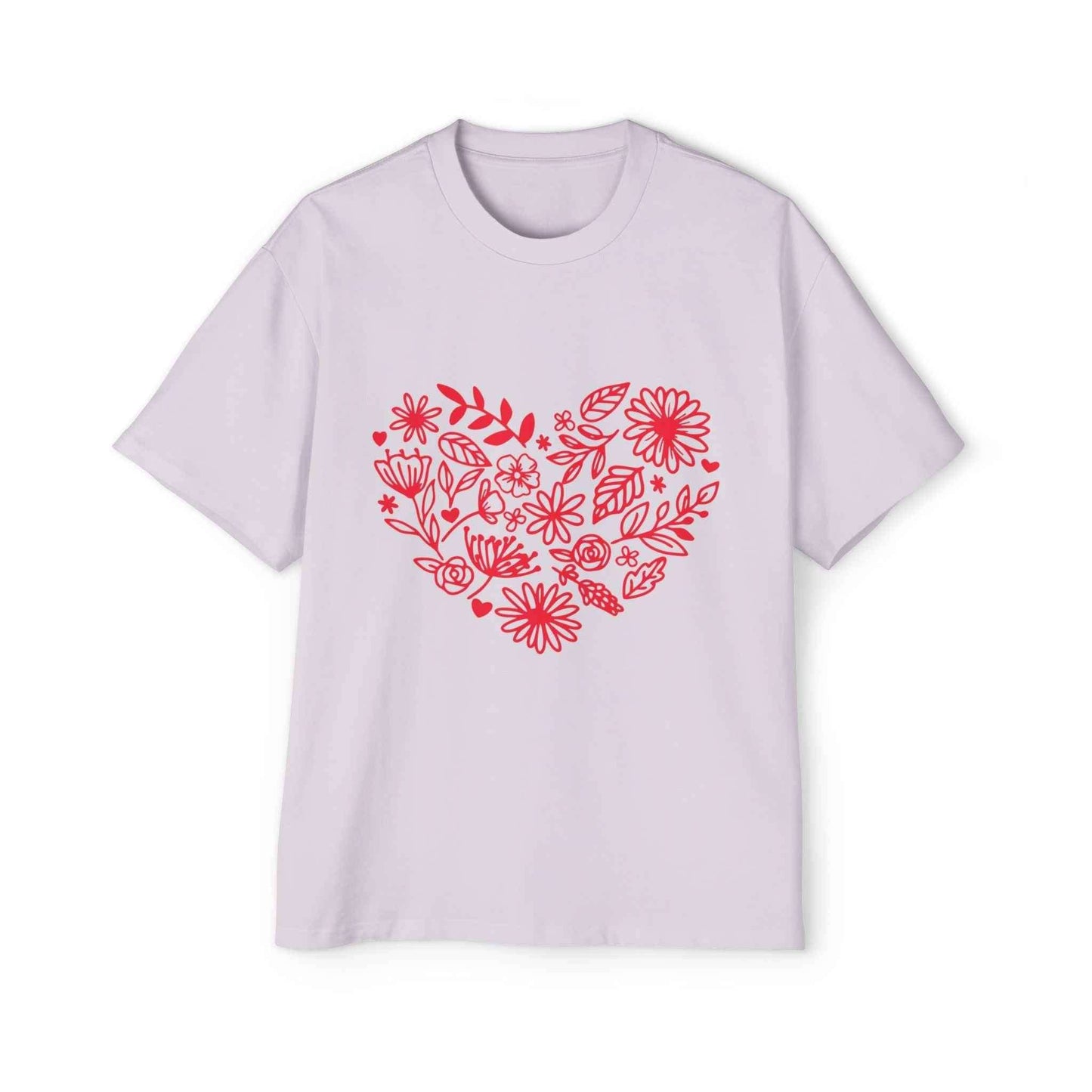 Romantic Floral Oversized Tee for Valentine's Day, Casual Wear, Gift for Him, Comfortable Fashion, Everyday Style - Maklenn