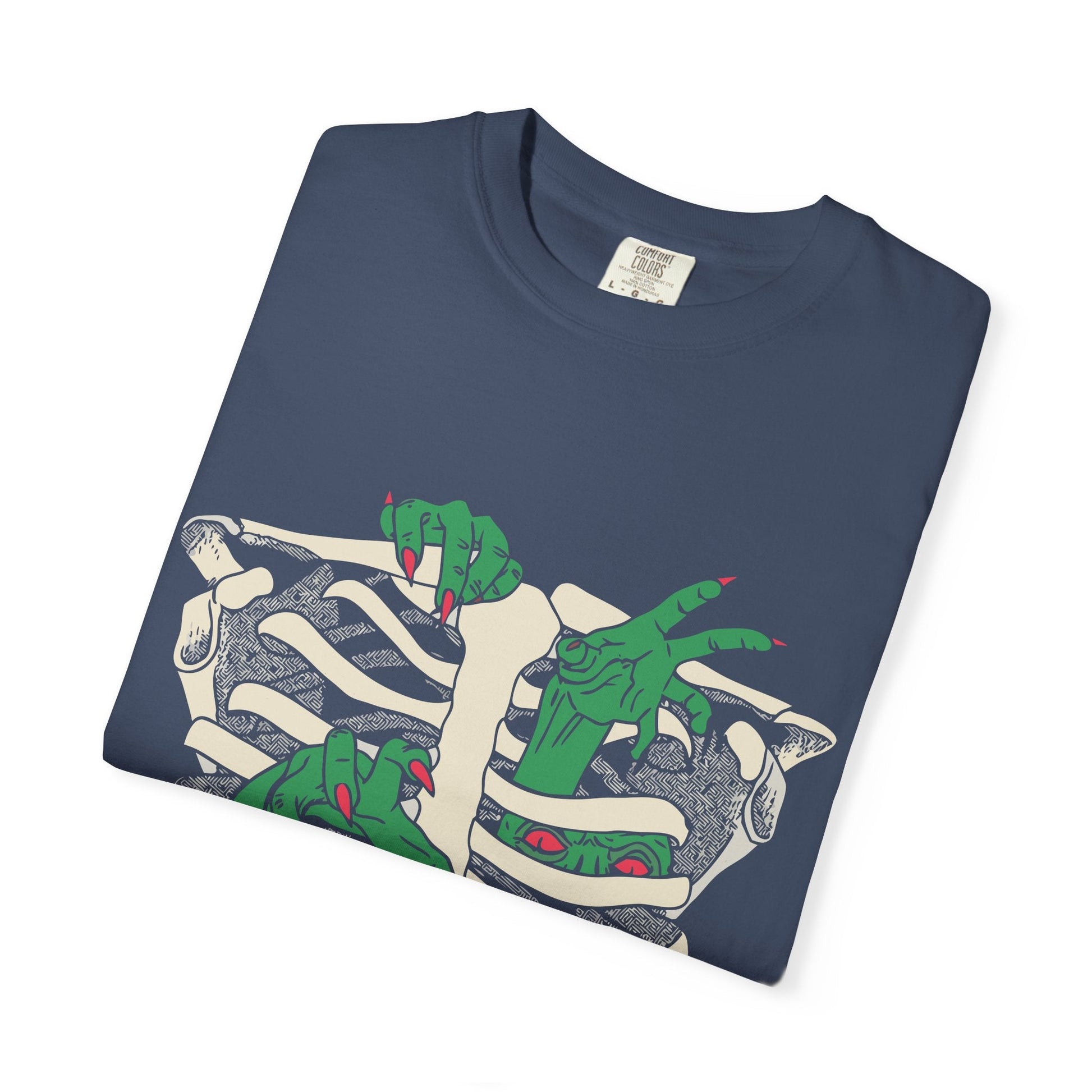 Skeleton Dino Unisex T-Shirt | Vintage Graphic Tee, Fun Gift, Casual Wear, Eco-Friendly Clothing, Halloween Apparel - Maklenn