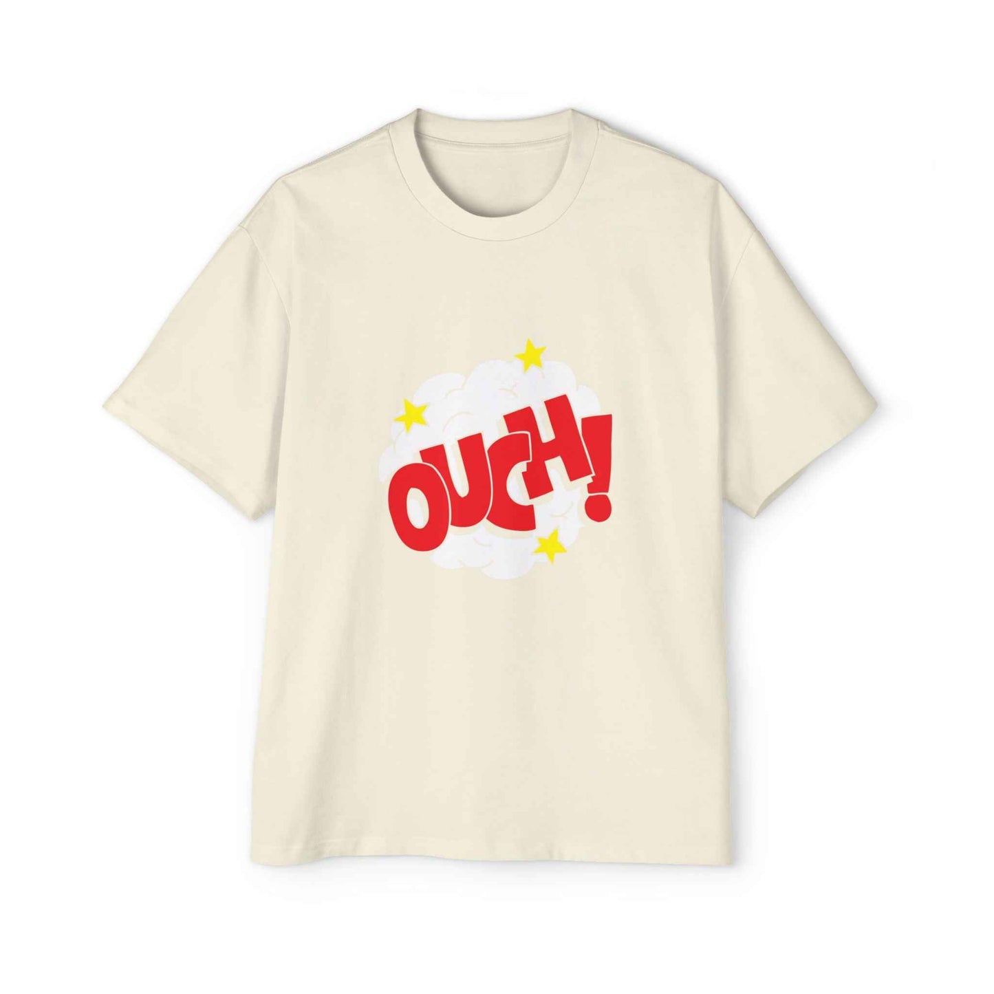Ouch! Men's Heavy Oversized Tee, Casual T-Shirt, Gift for Him, Everyday Wear, Graphic Tee, Summer Style