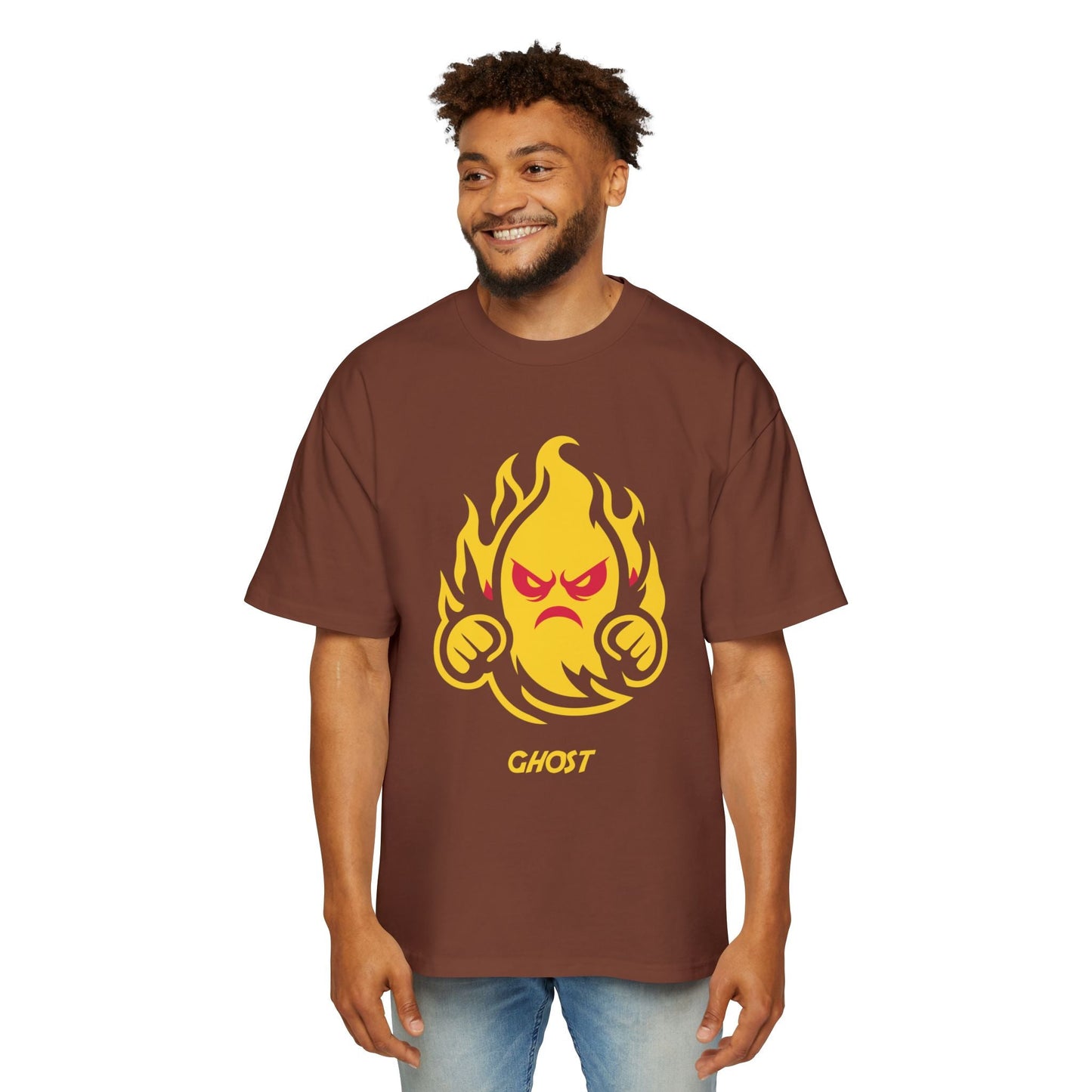 Men's Oversized Graphic Tee, Fun Flame Design, Casual Wear, Streetwear, Unique Gift, Cool Men's Apparel Printify