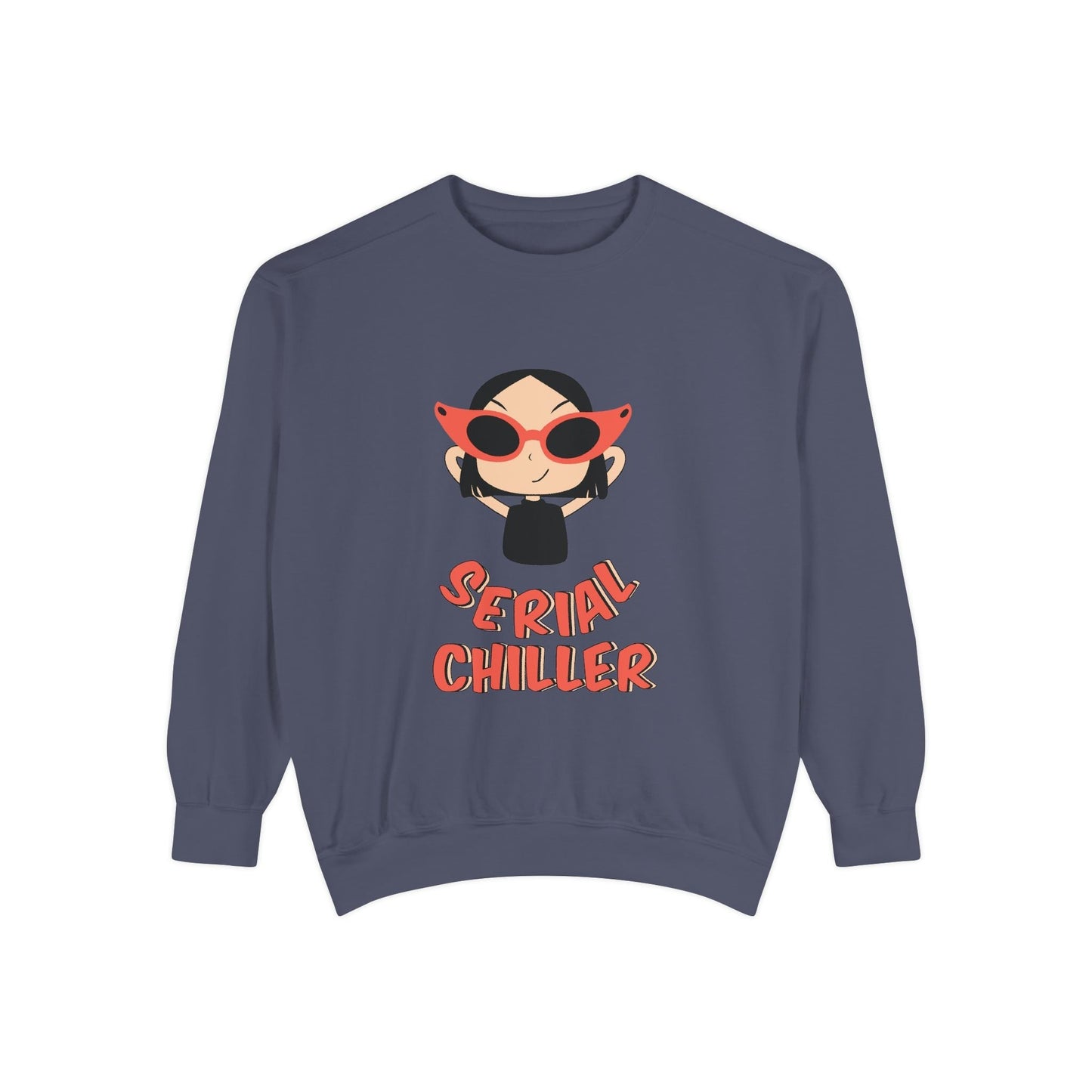 Serial Chiller Sweatshirt - Unisex Garment-Dyed Cozy Casual Wear for Trendy Lounge Style - Maklenn