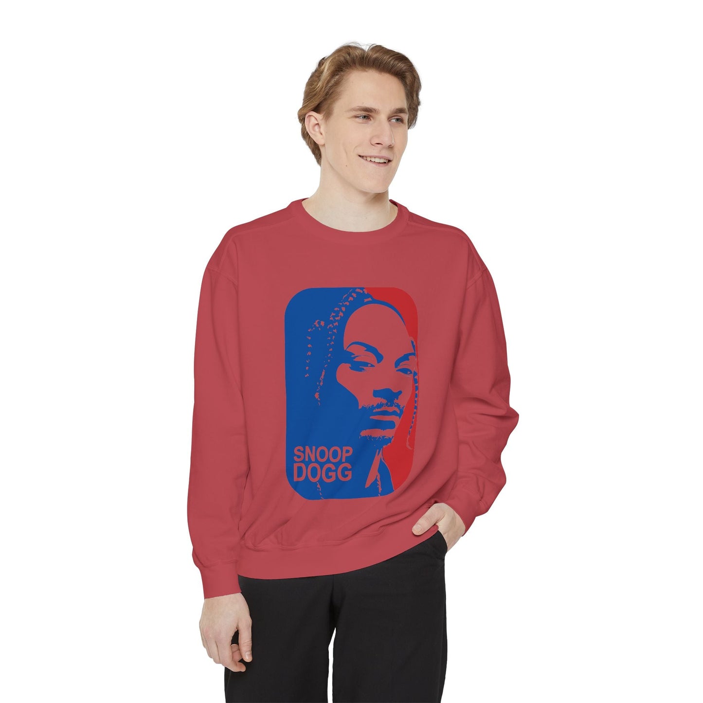 Snoop Dogg Inspired Unisex Garment-Dyed Sweatshirt - Hip Hop Style, Retro Fashion, Streetwear, Gift for Music Lovers, Cozy Apparel Printify