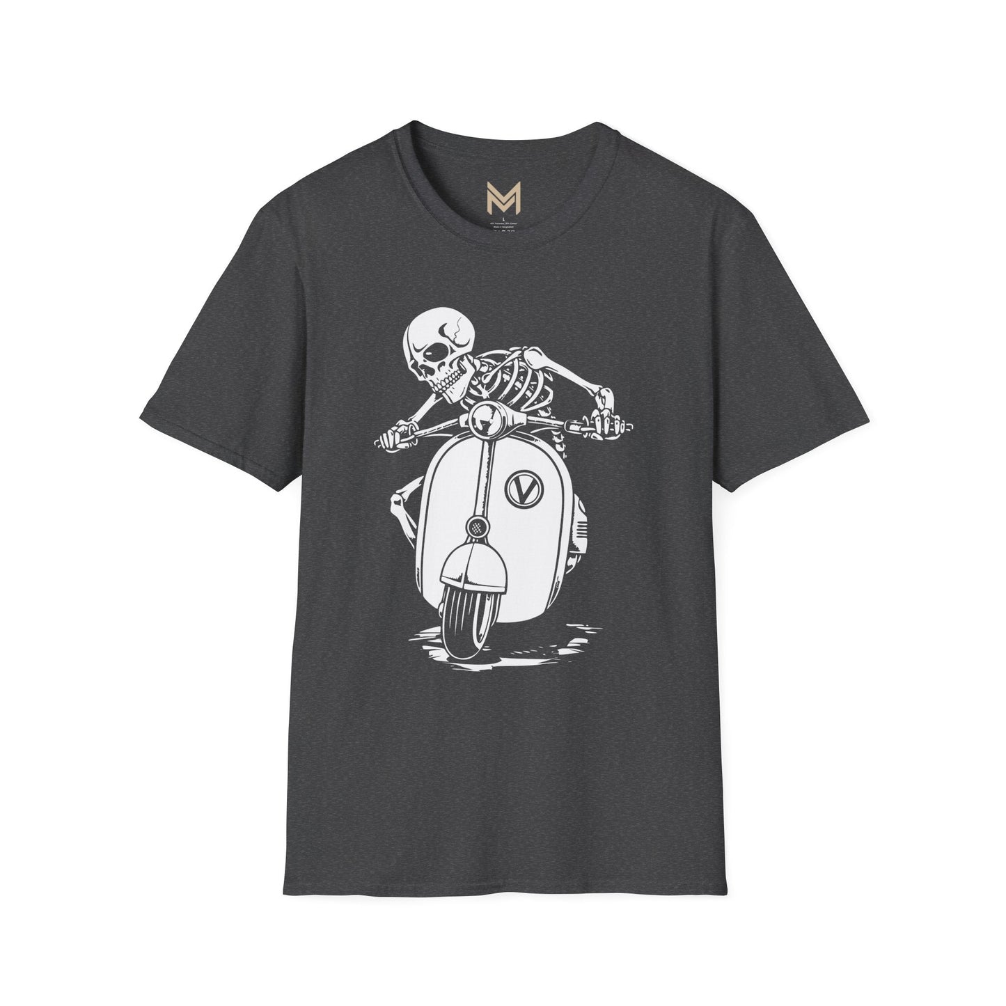 Skeleton Motorcycle T-Shirt | Unisex Softstyle Tee | Perfect for Halloween, Biker Events, Casual Wear, Festival Outfit, Gift Idea - Maklenn