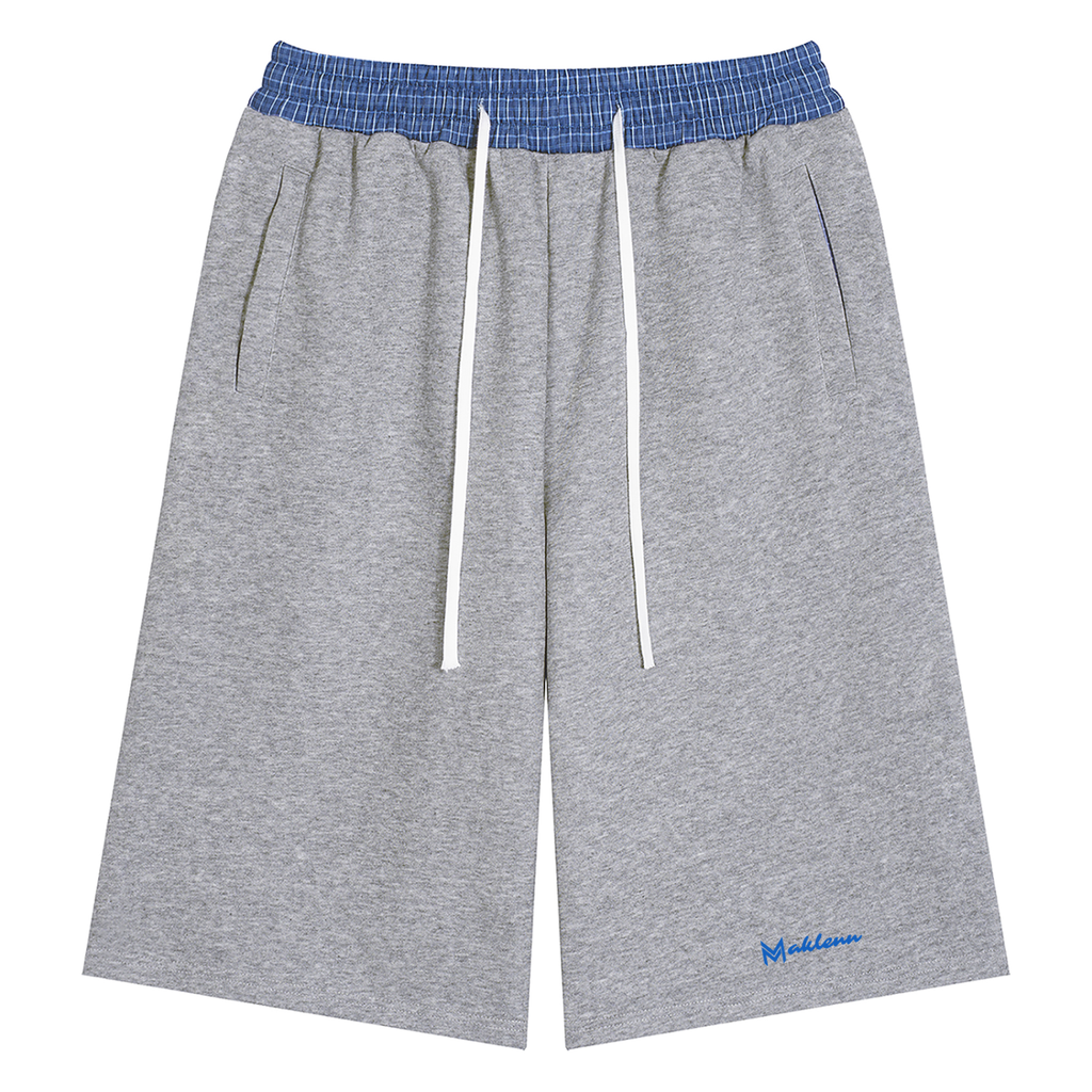 Unisex Plaid Waistband Shorts