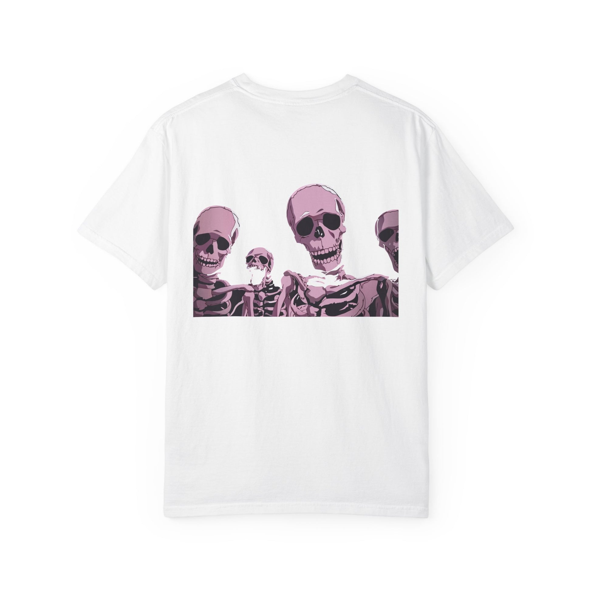 Skeleton Crew Graphic T-Shirt — Pink Vintage Skull Back Print Printify