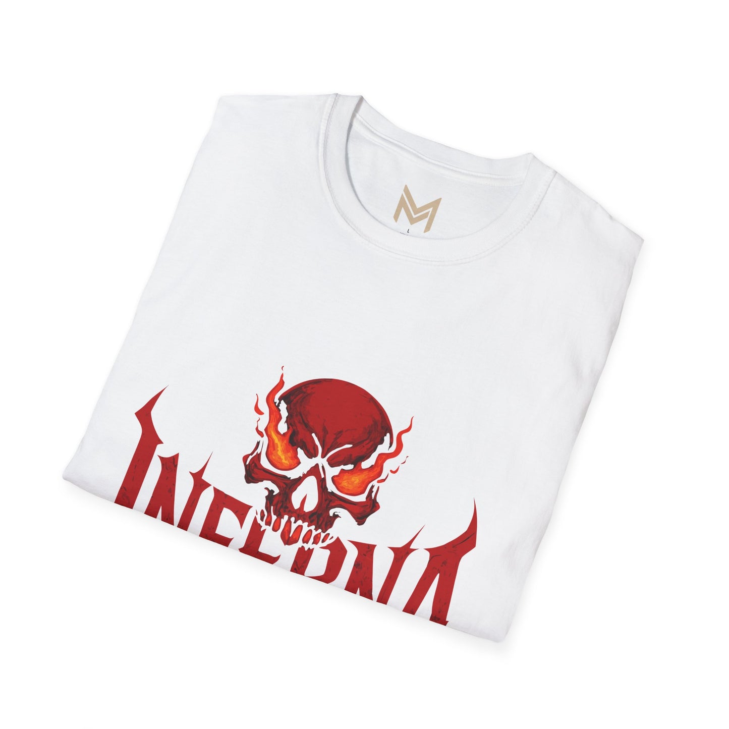 Unisex Softstyle Graphic Tee - Infernally Cool Skull Design, Alternative Fashion, Gift for Gamers, Casual Wear, Halloween Spook Printify