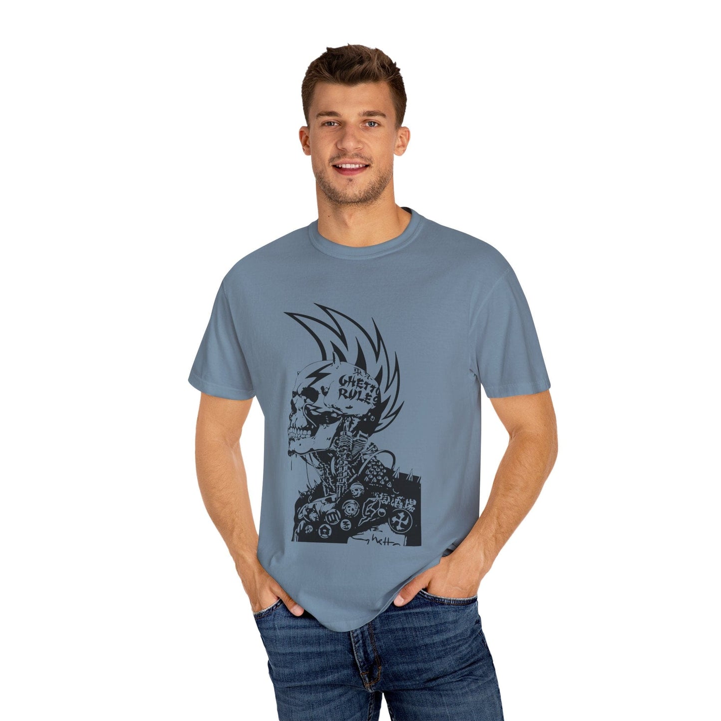 Punk Skull Graphic T-shirt for Unisex, Emo Fashion Tee, Edgy Streetwear, Gift for Music Lovers, Halloween Costume - Maklenn