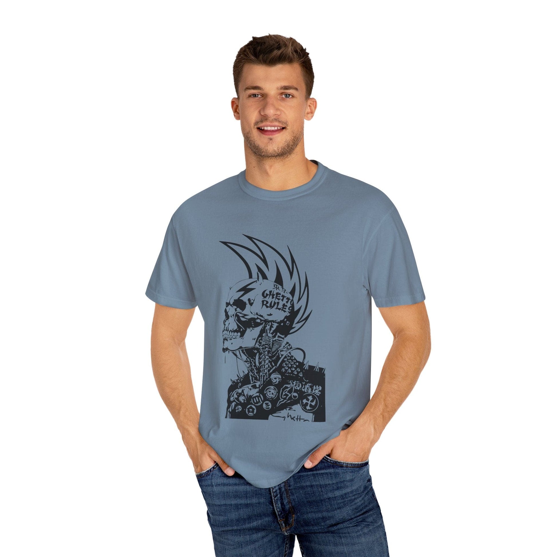Punk Skull Graphic T-shirt for Unisex, Emo Fashion Tee, Edgy Streetwear, Gift for Music Lovers, Halloween Costume - Maklenn