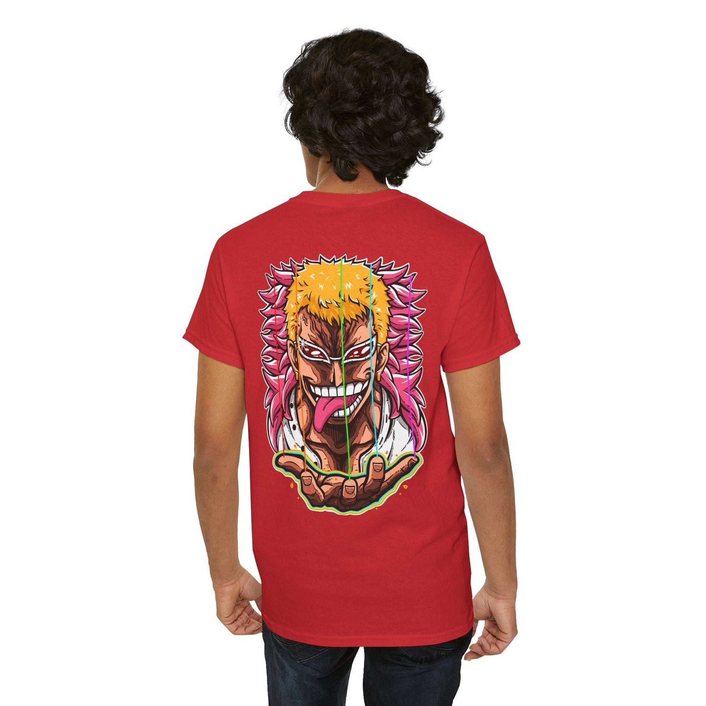 Anime Graphic Tee — Bold Color Manga Villain Back Print Maklenn Anime Graphic Tee — Bold Color Manga Villain Back Print T-Shirt Maklenn www.maklenn.com India 21.80
