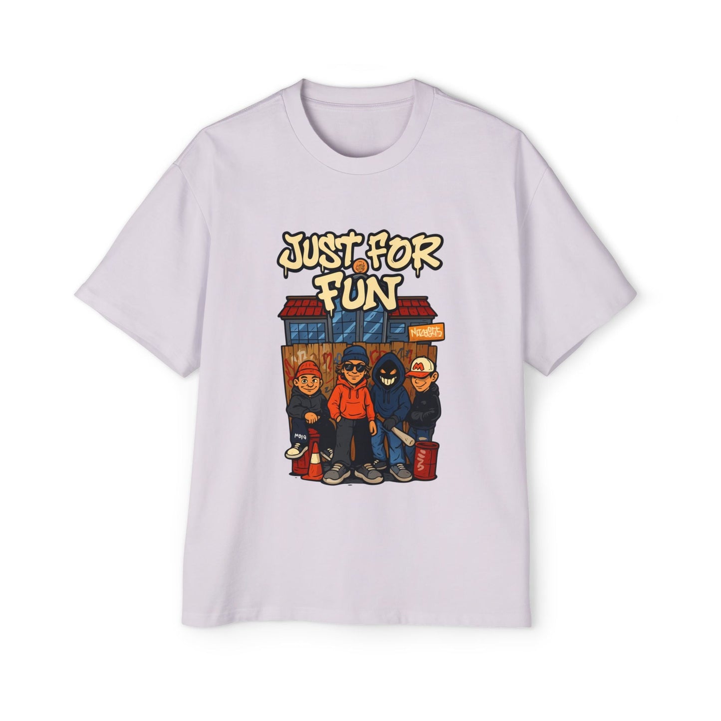 Just for Fun Oversized Tee, Men's Casual Shirt, Streetwear Fashion, Relaxed Fit Top, Gift for Him, Weekend Wear - Maklenn