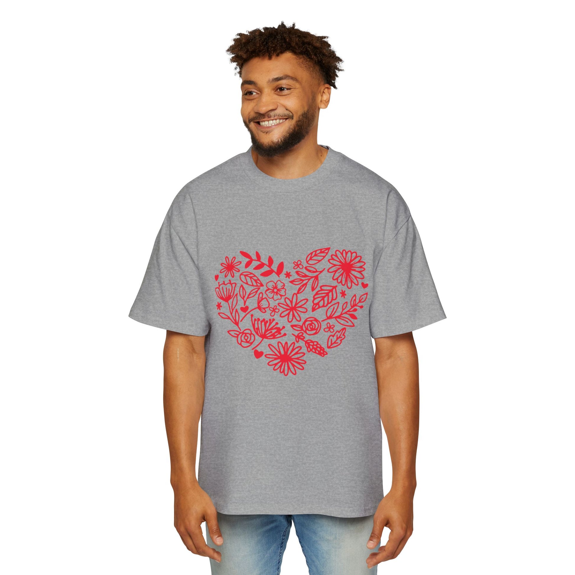 Romantic Floral Oversized Tee - Perfect for Valentine's Day, Casual Wear, Gift for Him, Comfortable Fashion, Everyday Style Printify