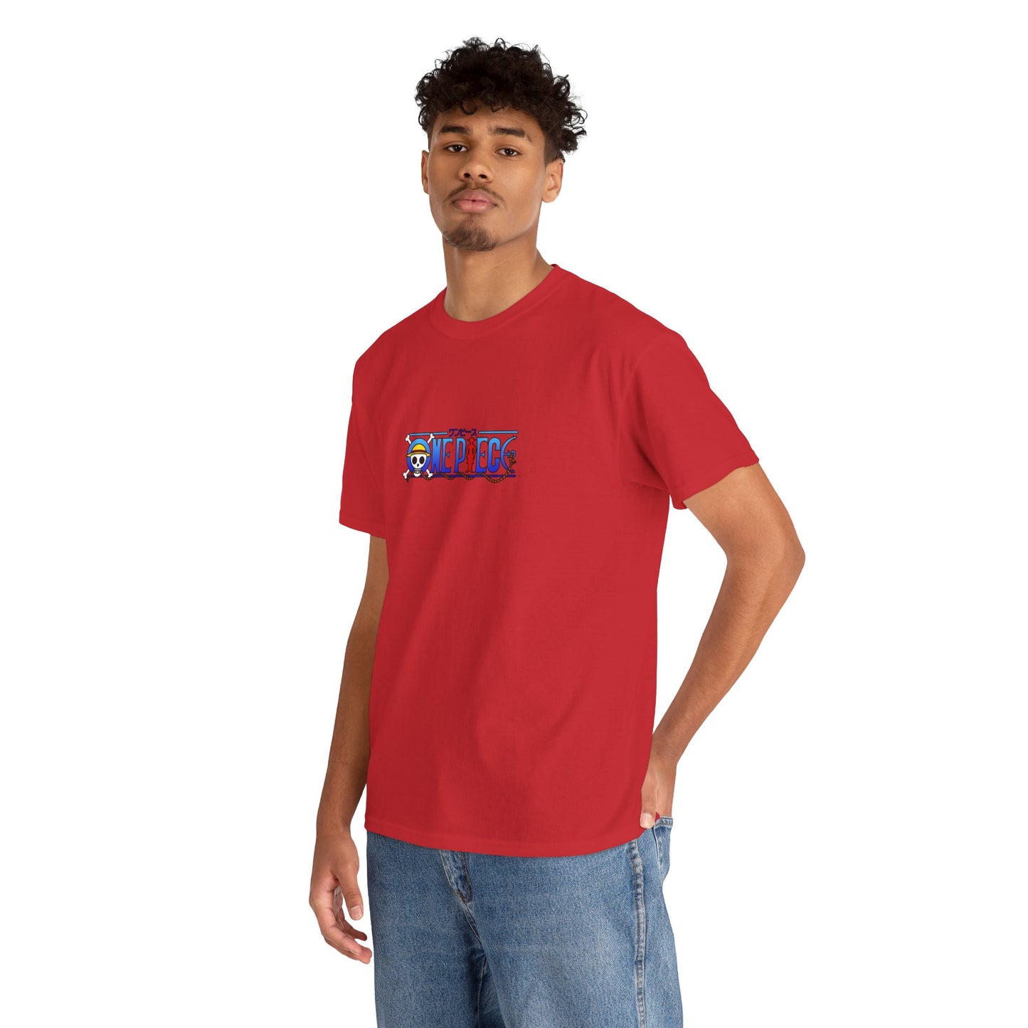 One Piece Anime Tee — White 'King' Pirate Skull Chest & Back Graphic Shirt