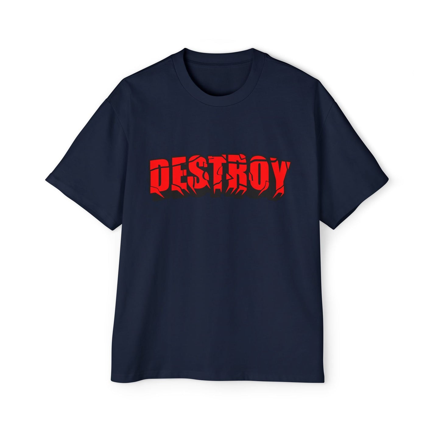 Men's Oversized Graphic Tee - DESTROY, Casual Streetwear, Unisex Fashion, Trendy Men's Shirt, Gift for Him, Everyday Wear - Maklenn