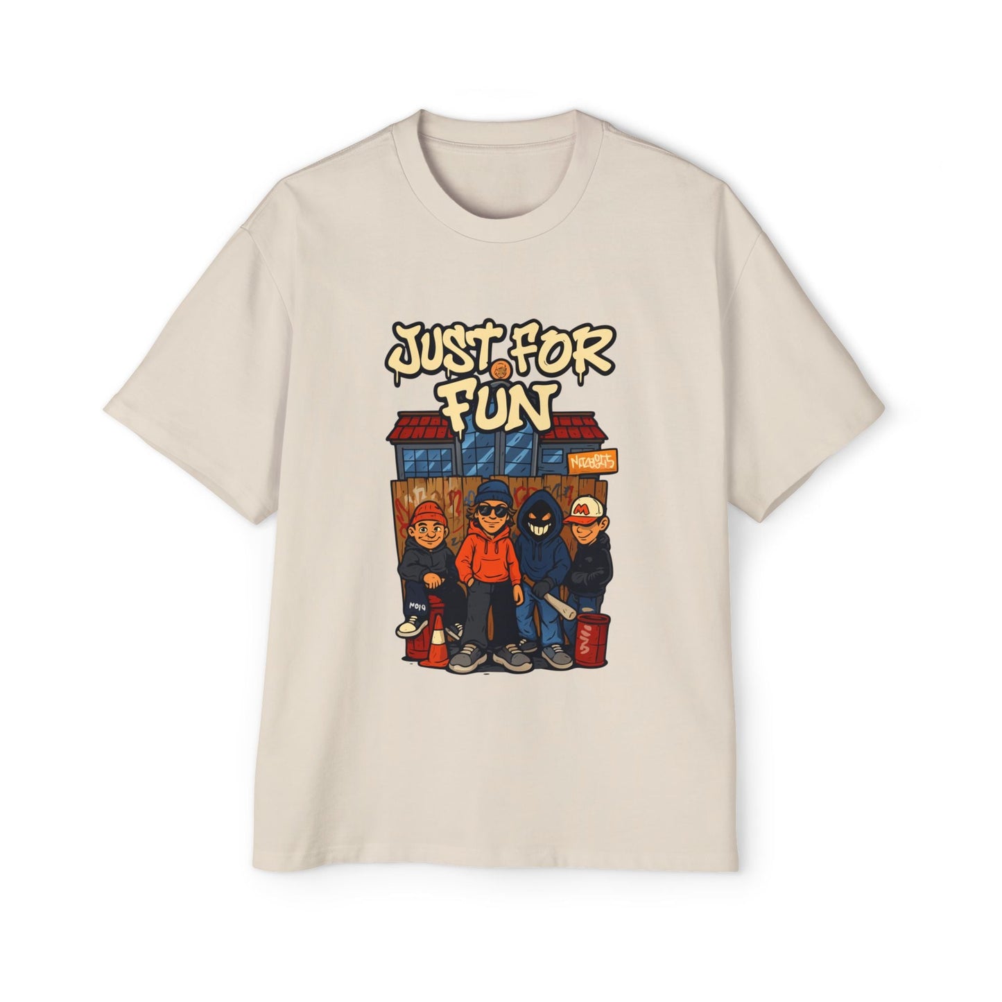 Just for Fun Oversized Tee, Men's Casual Shirt, Streetwear Fashion, Relaxed Fit Top, Gift for Him, Weekend Wear - Maklenn