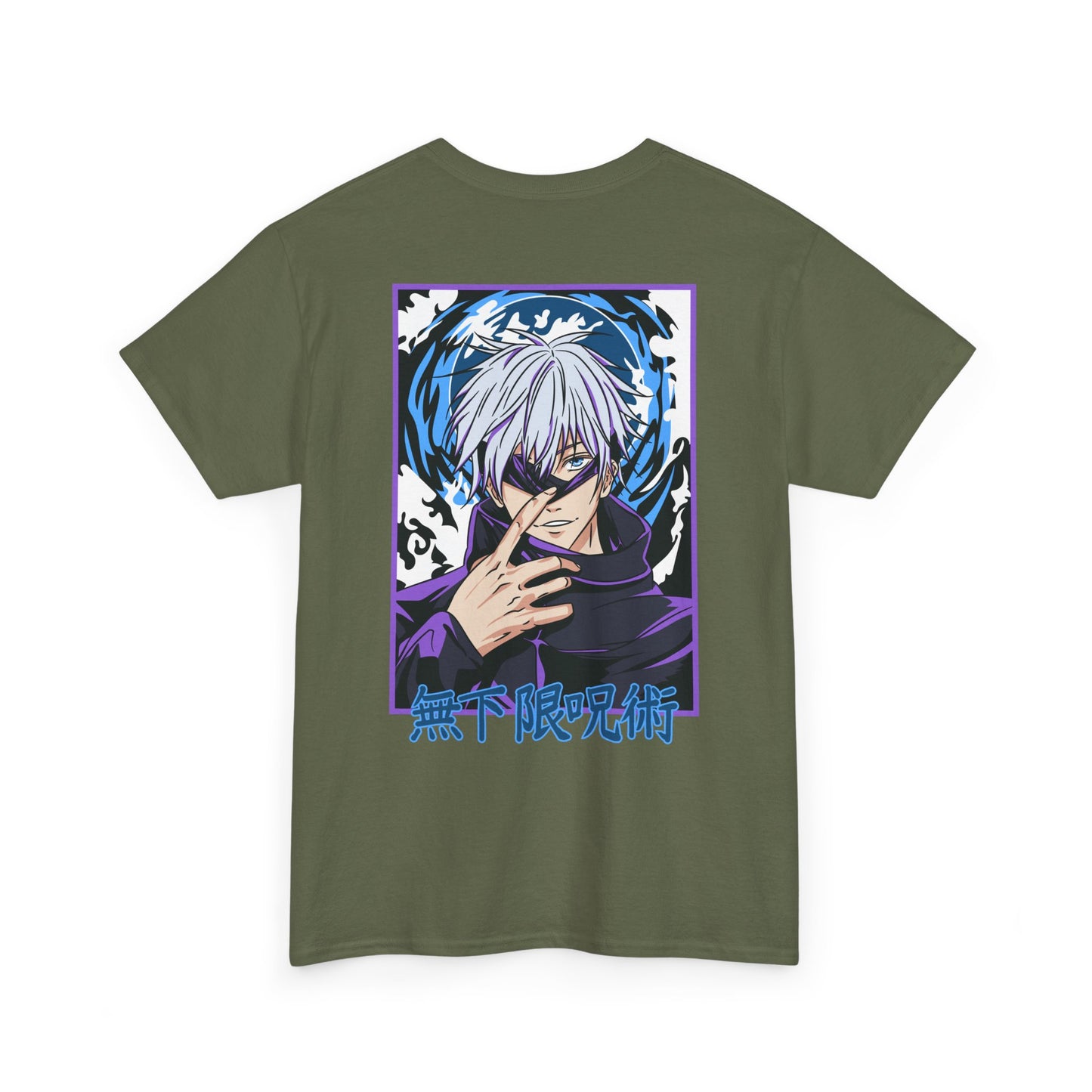 Jujutsu Kaisen Gojo Satoru Anime T-Shirt — Back Graphic & Japanese Logo