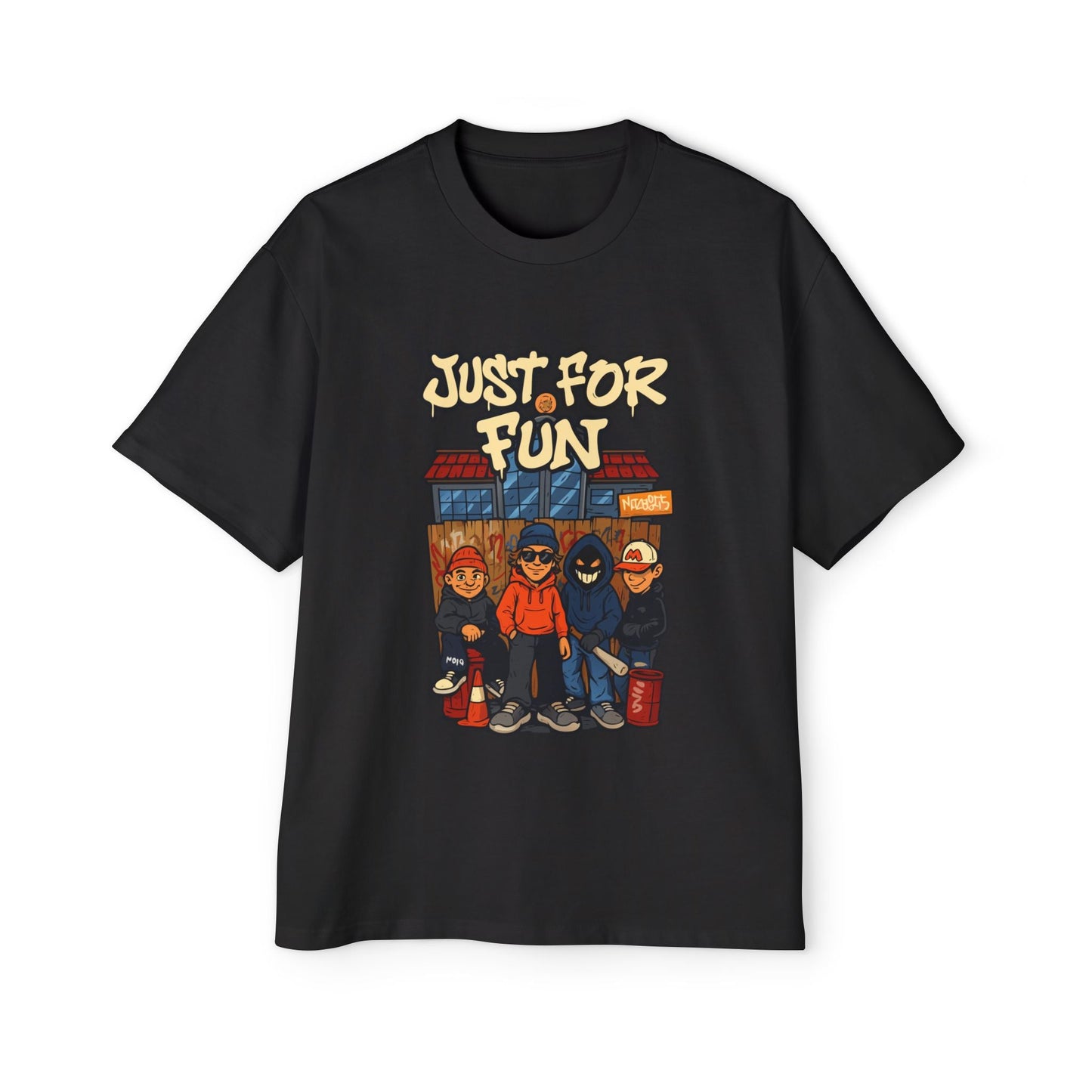 Just for Fun Oversized Tee, Men's Casual Shirt, Streetwear Fashion, Relaxed Fit Top, Gift for Him, Weekend Wear - Maklenn