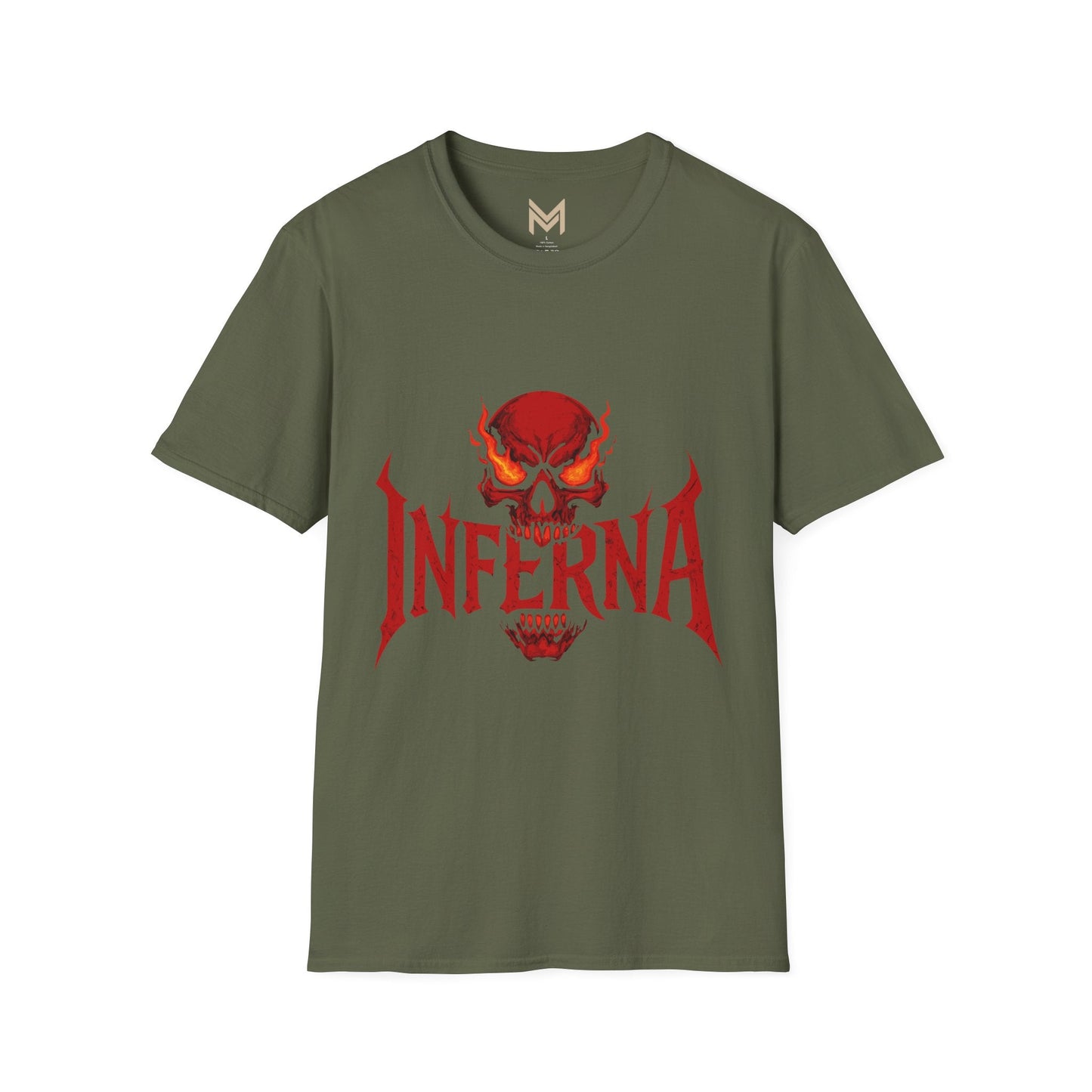 Unisex Softstyle Graphic Tee - Infernally Cool Skull Design, Alternative Fashion, Gift for Gamers, Casual Wear, Halloween Spook Printify