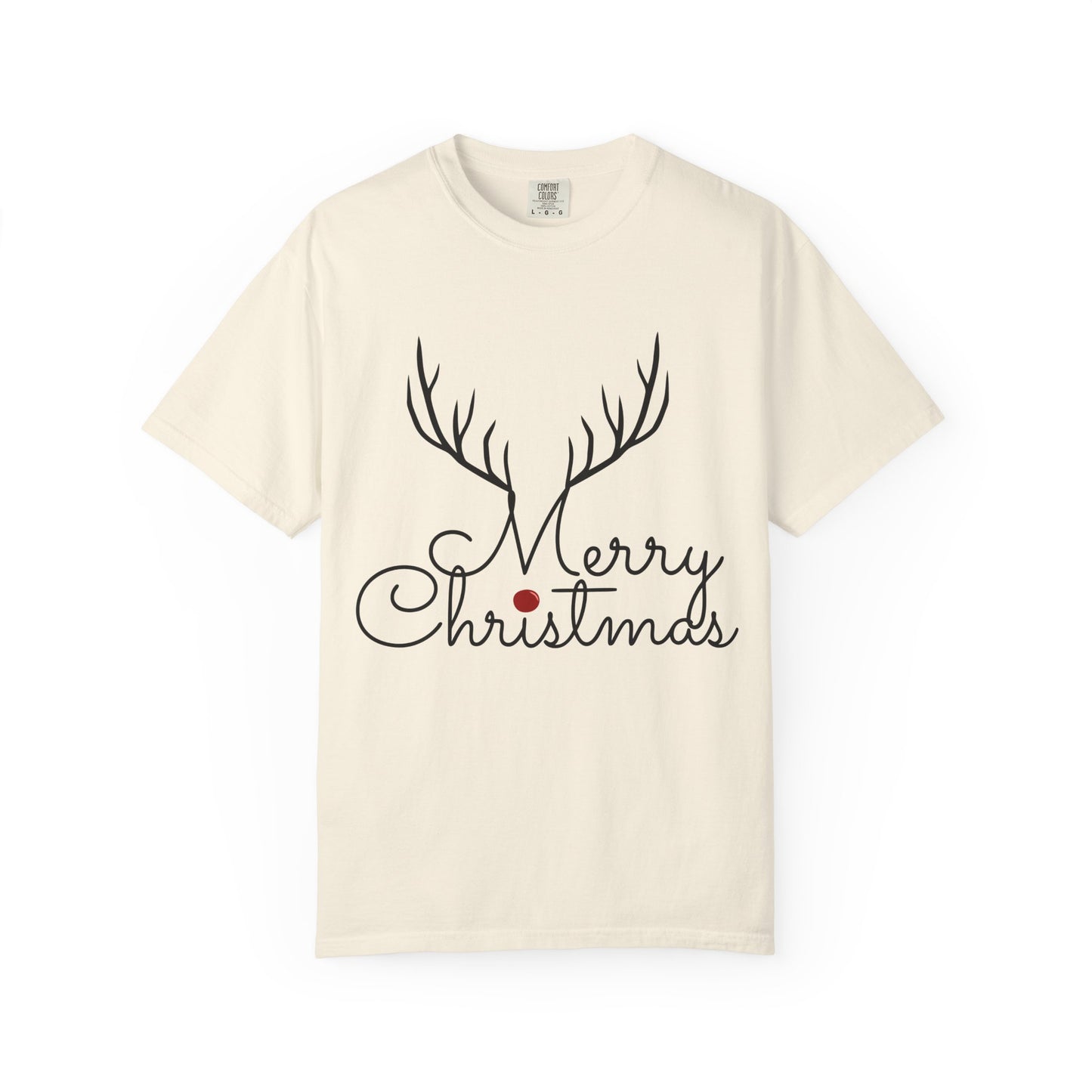 Merry Christmas Reindeer Antlers T-Shirt Printify