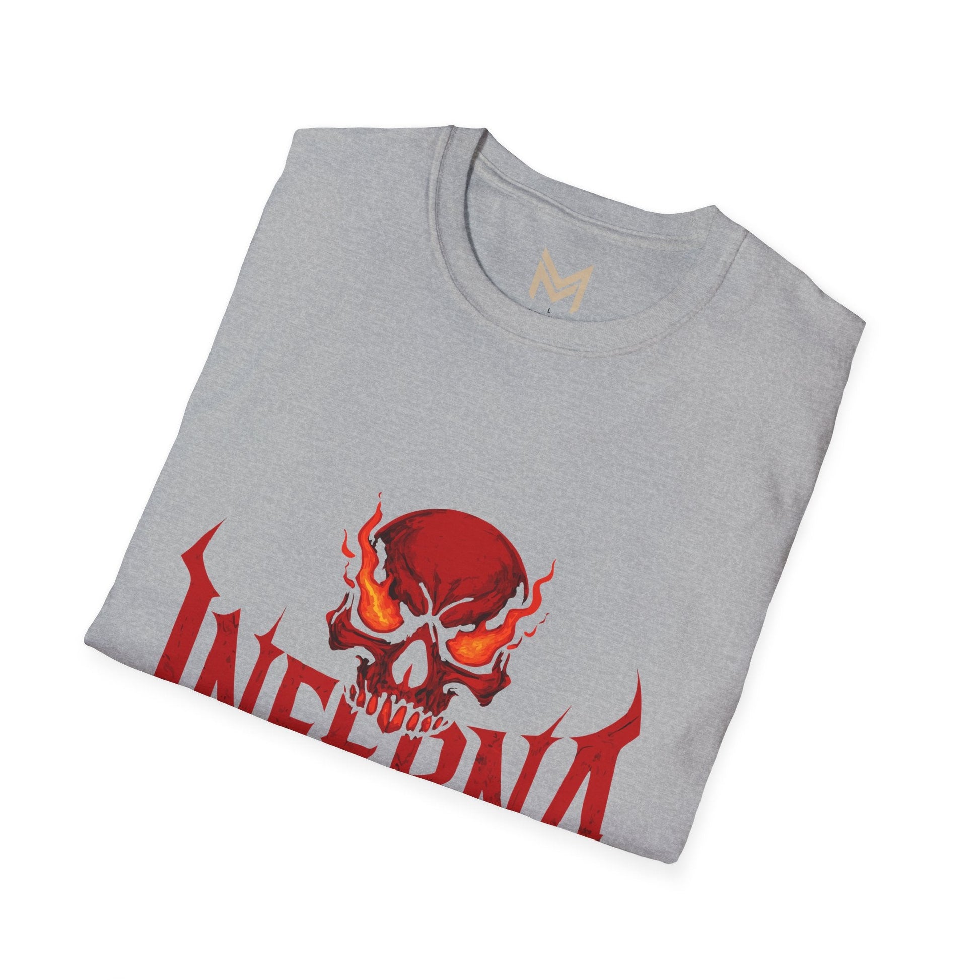 Unisex Softstyle Graphic Tee - Infernally Cool Skull Design, Alternative Fashion, Gift for Gamers, Casual Wear, Halloween Spook Printify