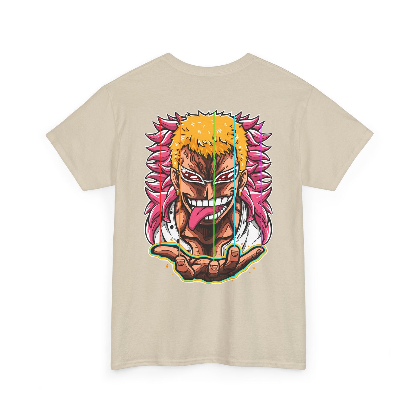 Anime Graphic Tee — Bold Color Manga Villain Back Print