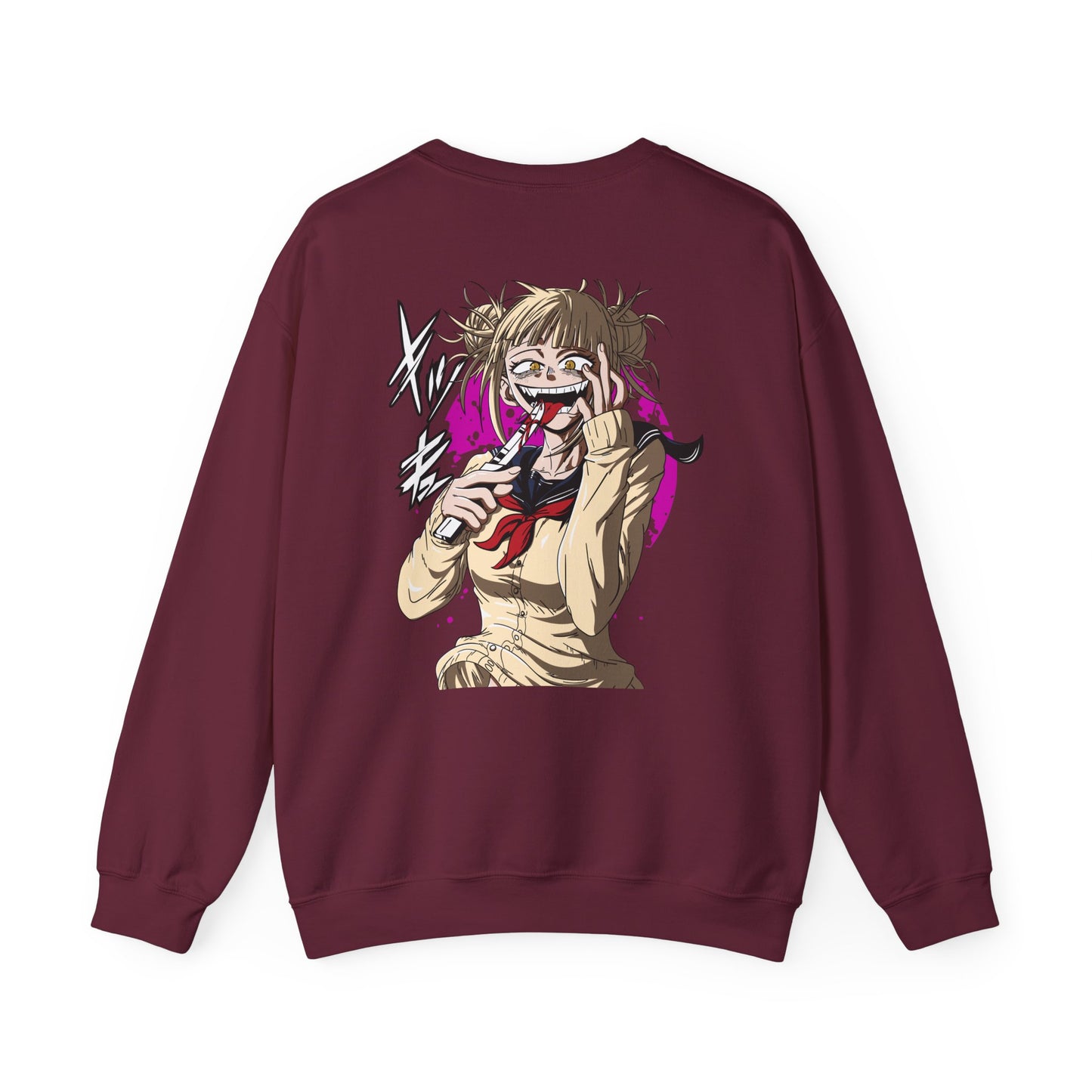 Anime Graphic Crewneck Sweatshirt — Toga Himiko Illustration & Japanese Logo