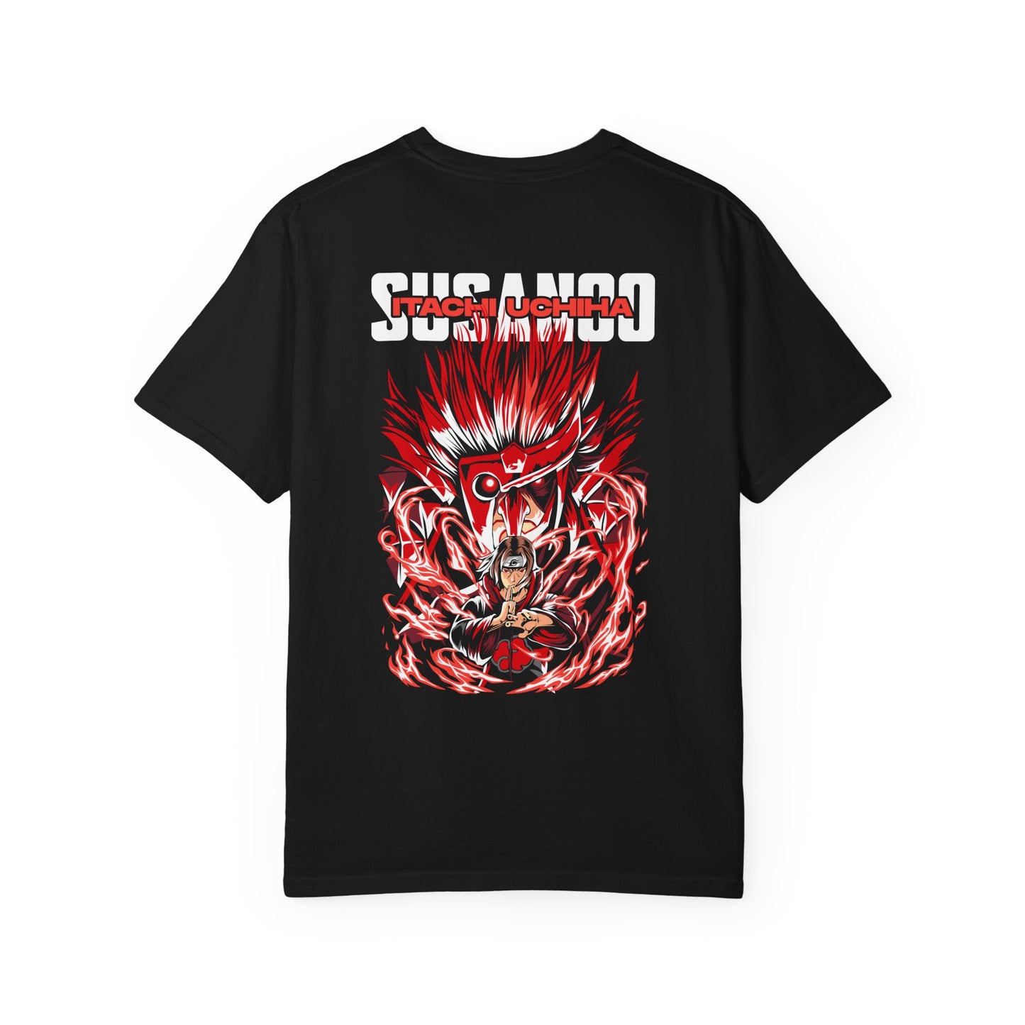 T-Shirt — Susanoo Anime Graphic Tee (Red Flame Back Print) Printify