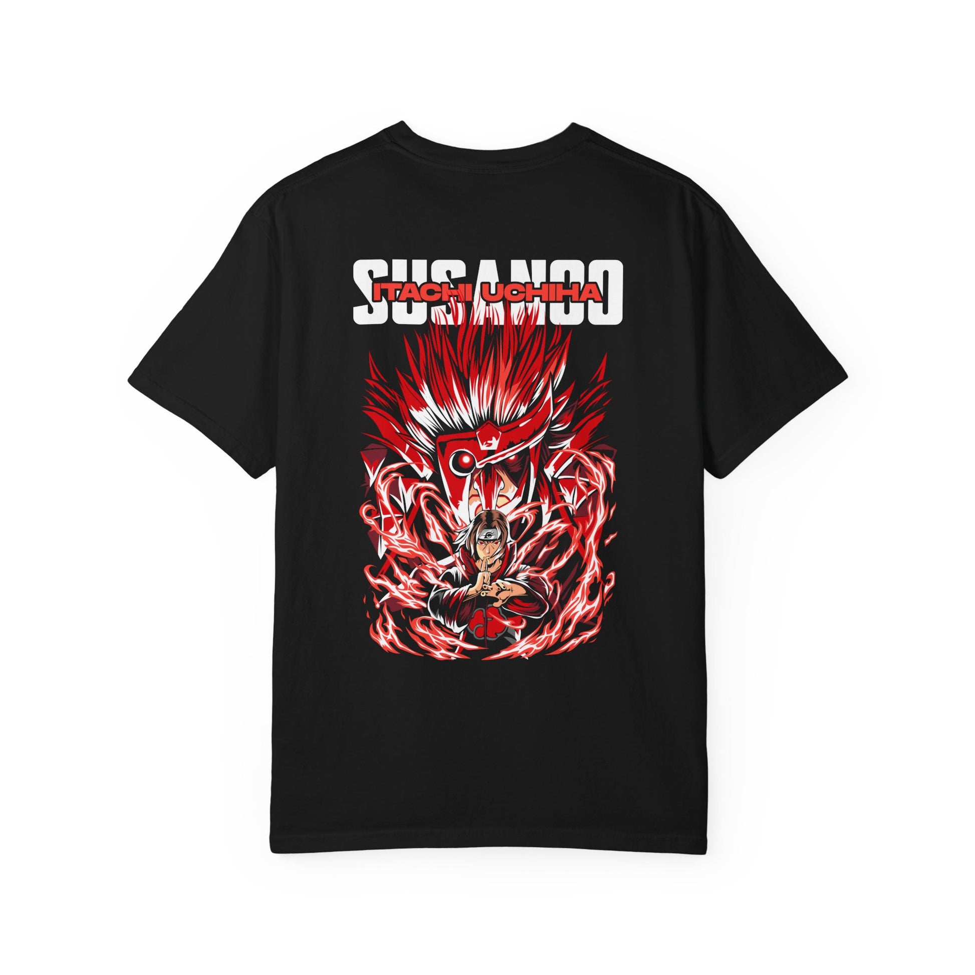 T-Shirt — Susanoo Anime Graphic Tee (Red Flame Back Print) Printify