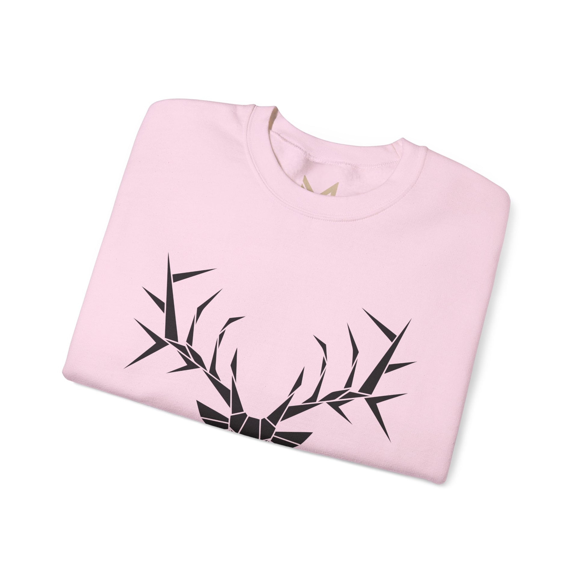 Geometric Stag Crewneck Sweatshirt — Minimal Black Deer Graphic Printify
