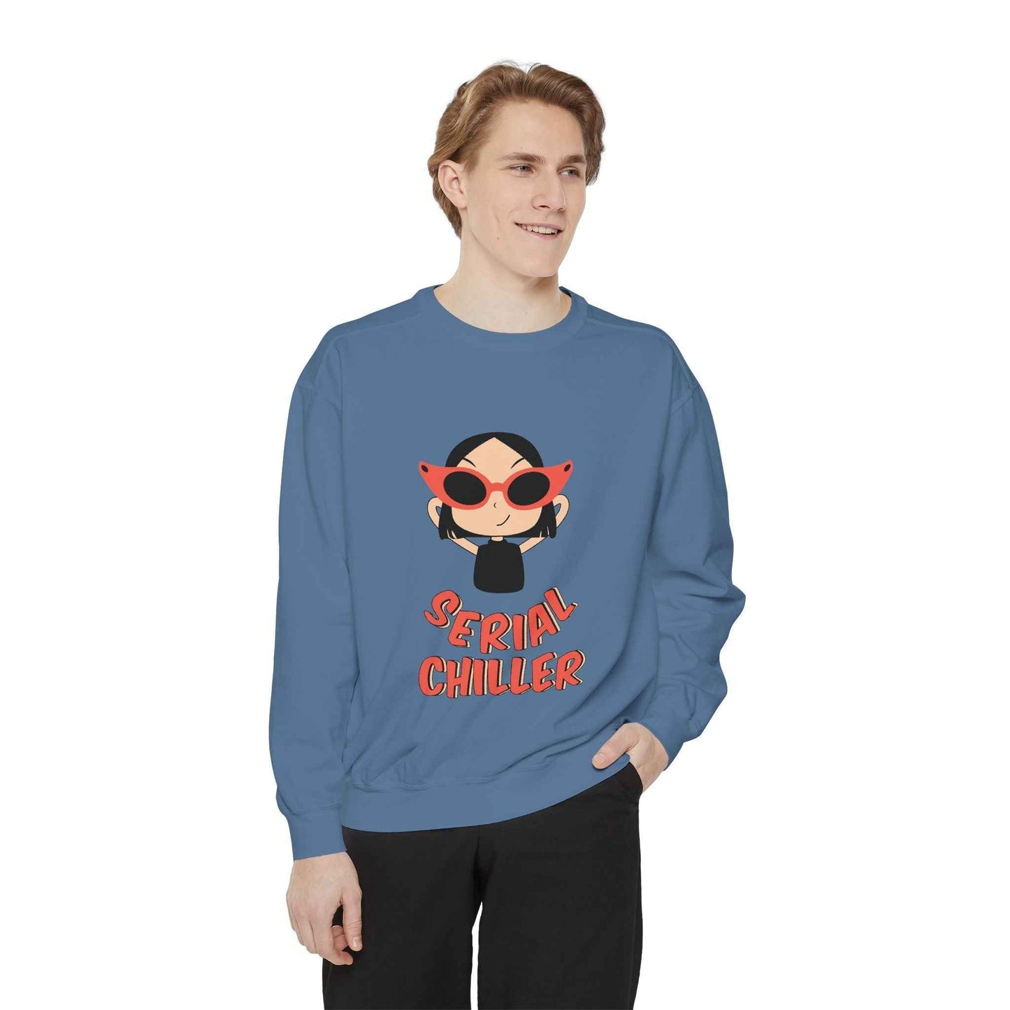 Serial Chiller Unisex Garment-Dyed Sweatshirt, Cozy Casual Wear, Gift for Relaxed Vibes, Cute Lounge Sweatshirt, Streetwear Style, [...]