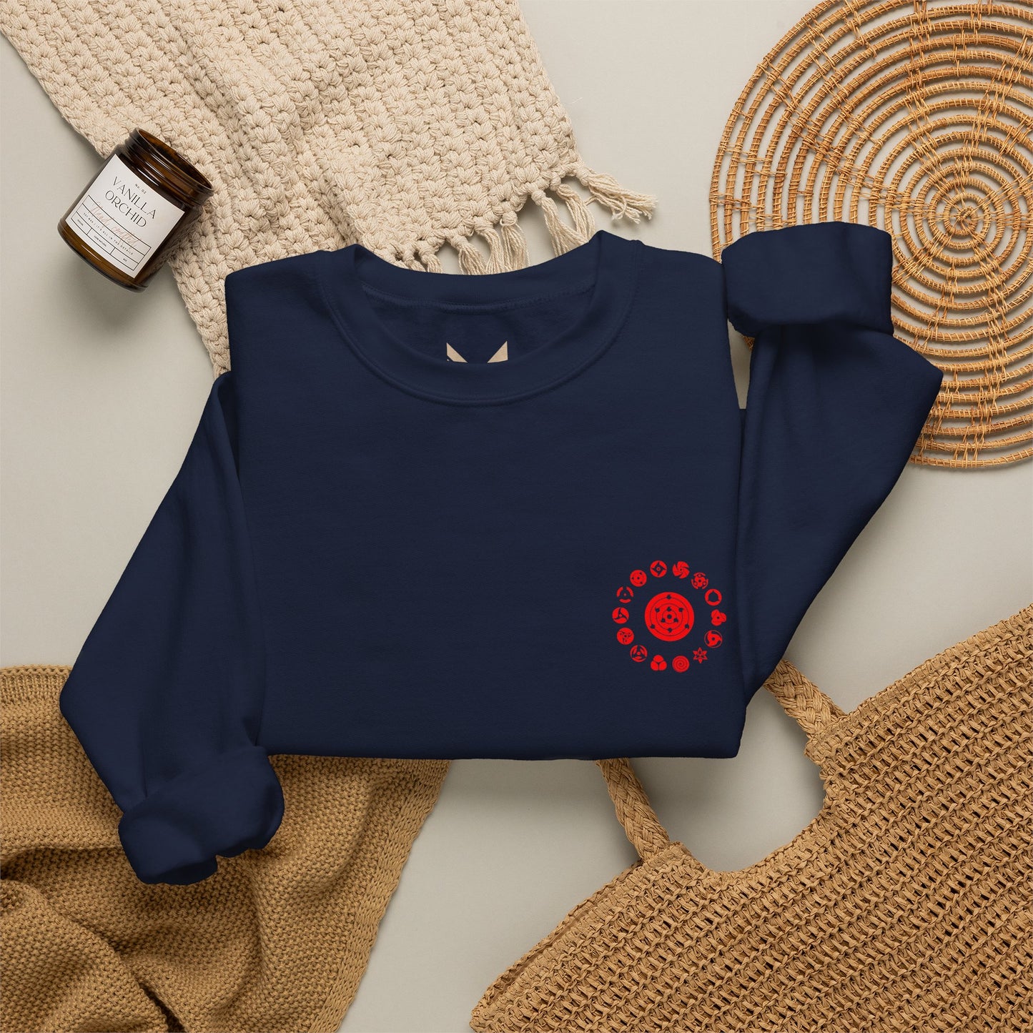 Crewneck Sweatshirt — Anime Demon Guardian Design (Red-Haired Warrior)