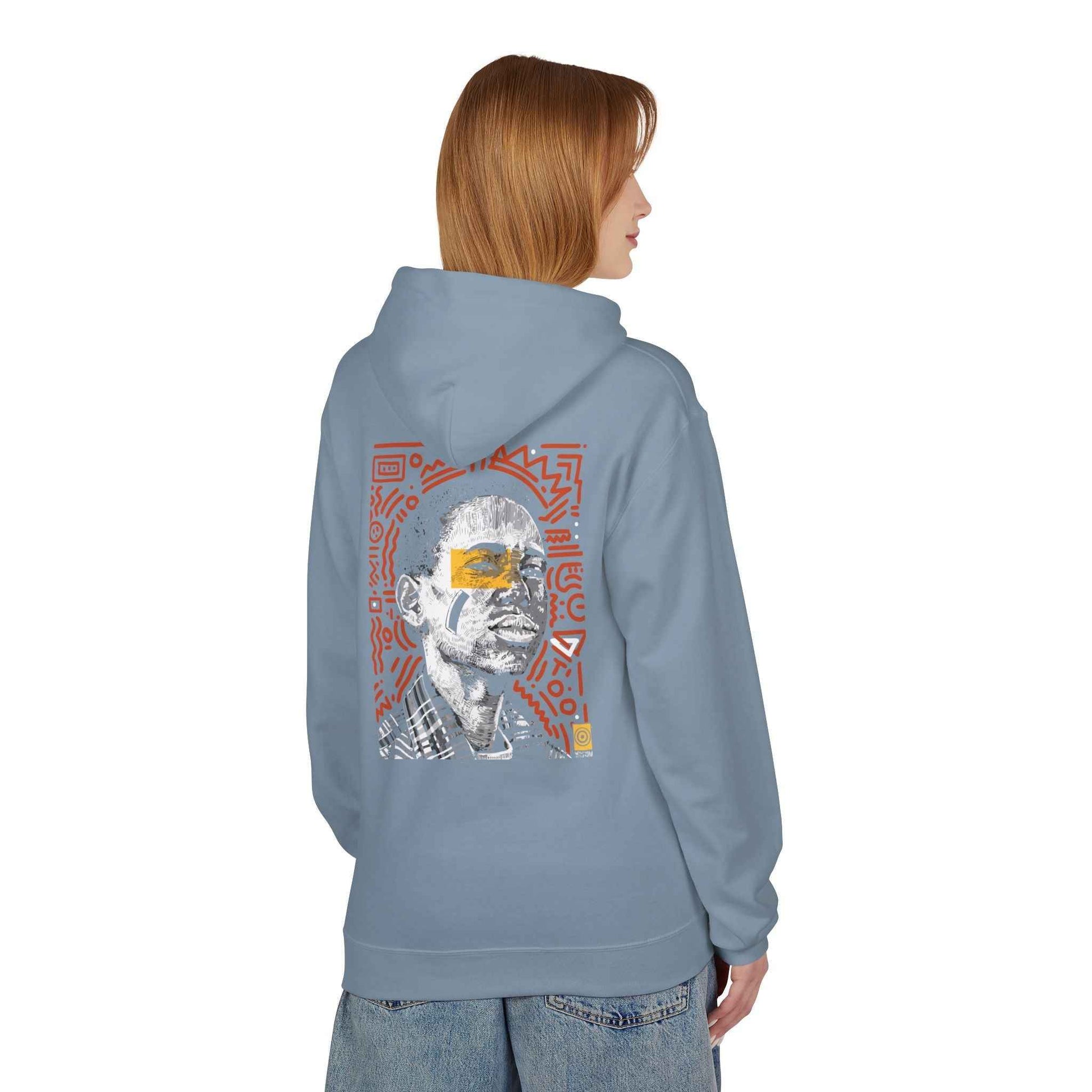 Artistic Fleece Hoodie with Unique Graphic Print for Comfort, Casual Wear, Gift for Art Lovers, Unisex Hip Hop Style