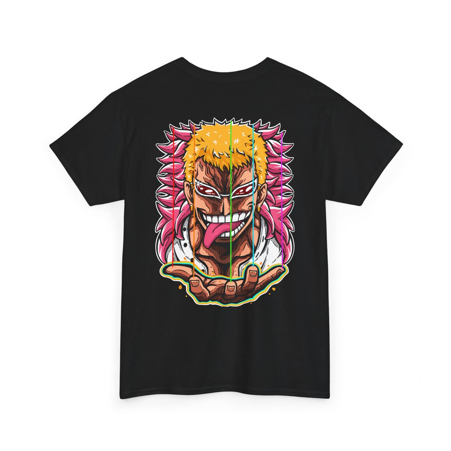 Anime Graphic Tee — Bold Color Manga Villain Back Print