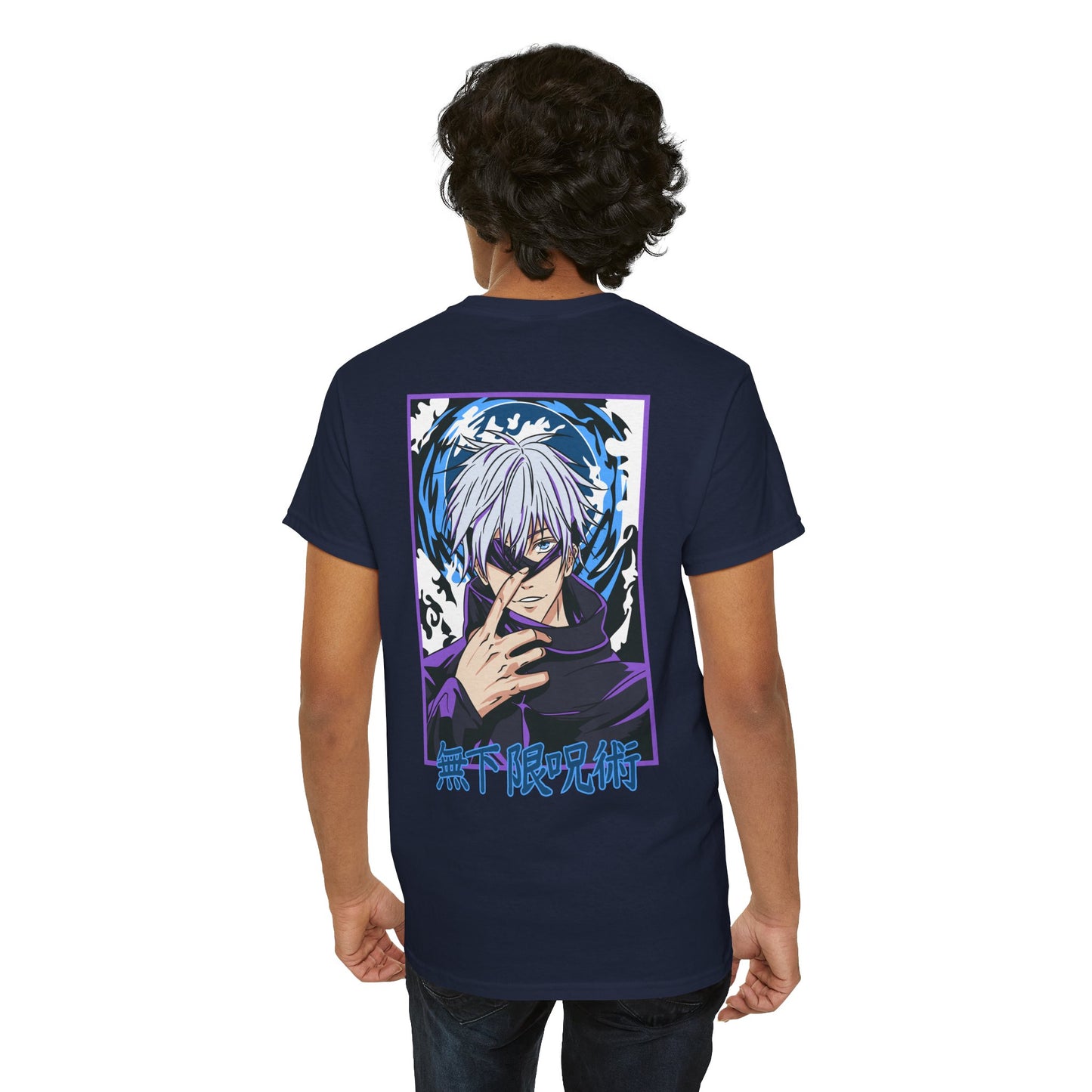 Jujutsu Kaisen Gojo Satoru Anime T-Shirt — Back Graphic & Japanese Logo