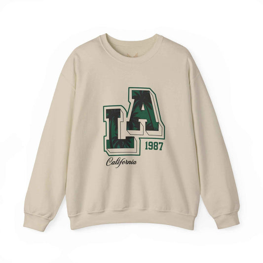 LA California 1987 Crewneck Sweatshirt, Cozy Unisex Sweatshirt, Casual Outing Apparel, Perfect Gift for Birthdays, Relaxed Fit Tees