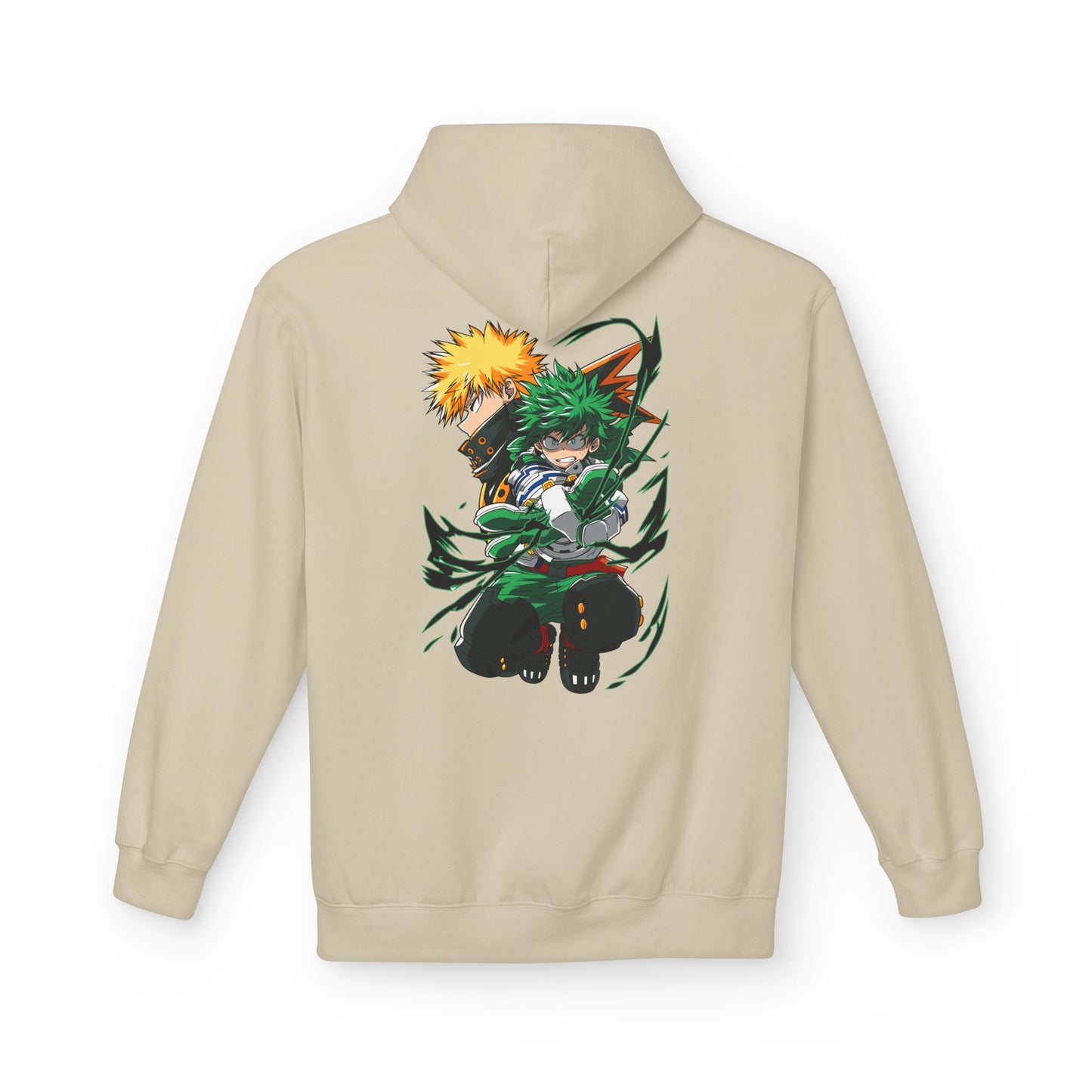Anime Hero Duo Hoodie — Action Back Print with Japanese Logo