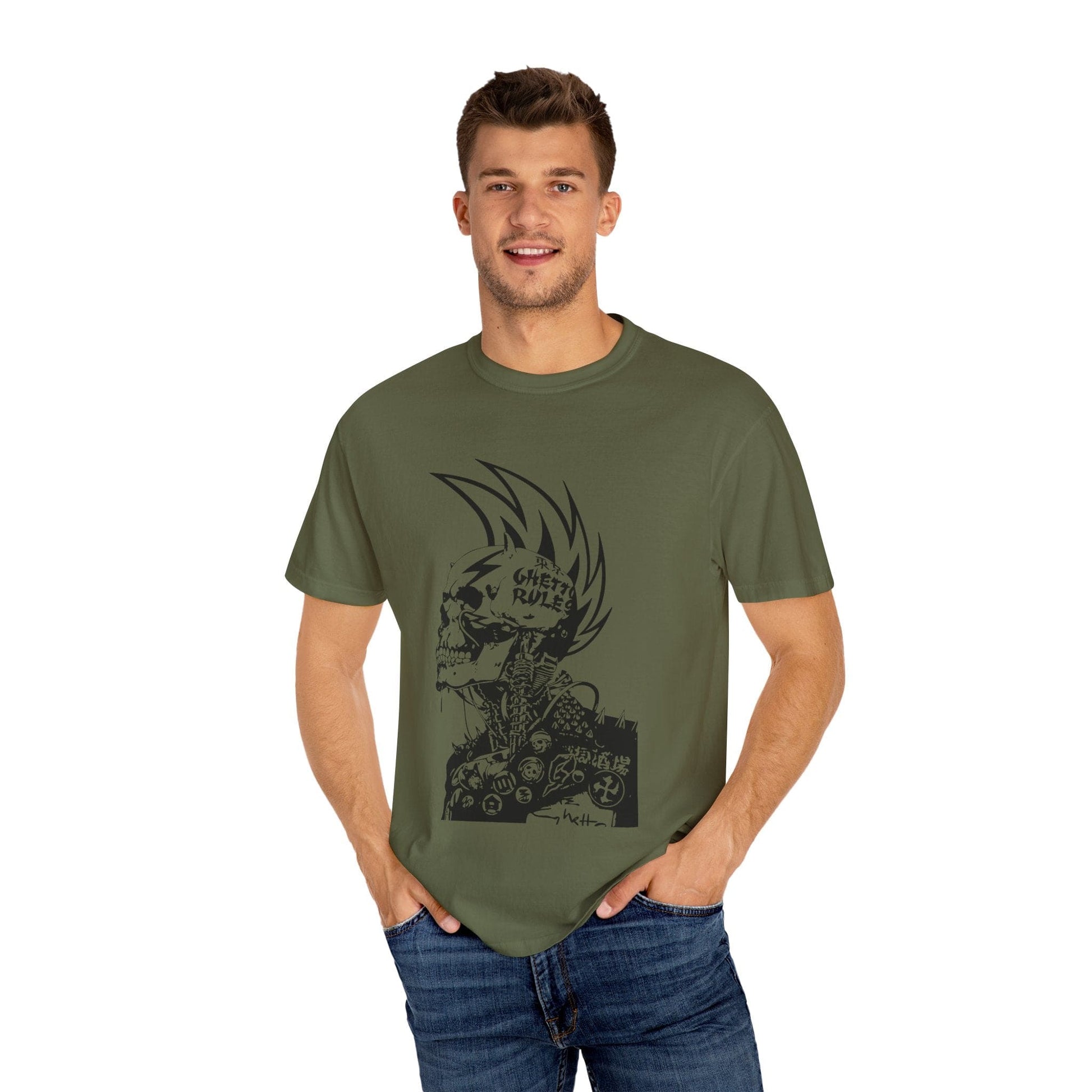 Punk Skull Graphic T-shirt for Unisex, Emo Fashion Tee, Edgy Streetwear, Gift for Music Lovers, Halloween Costume - Maklenn