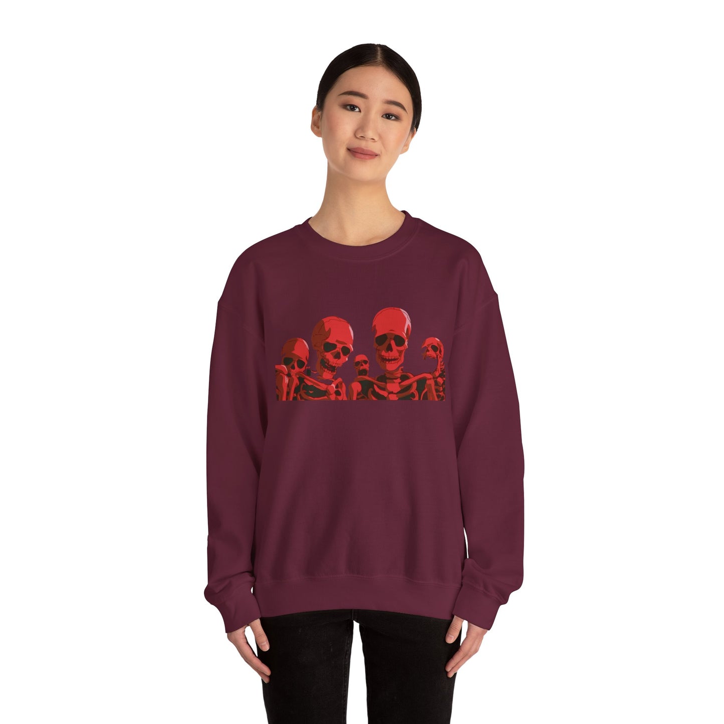 Red Skull Crewneck Sweatshirt Printify