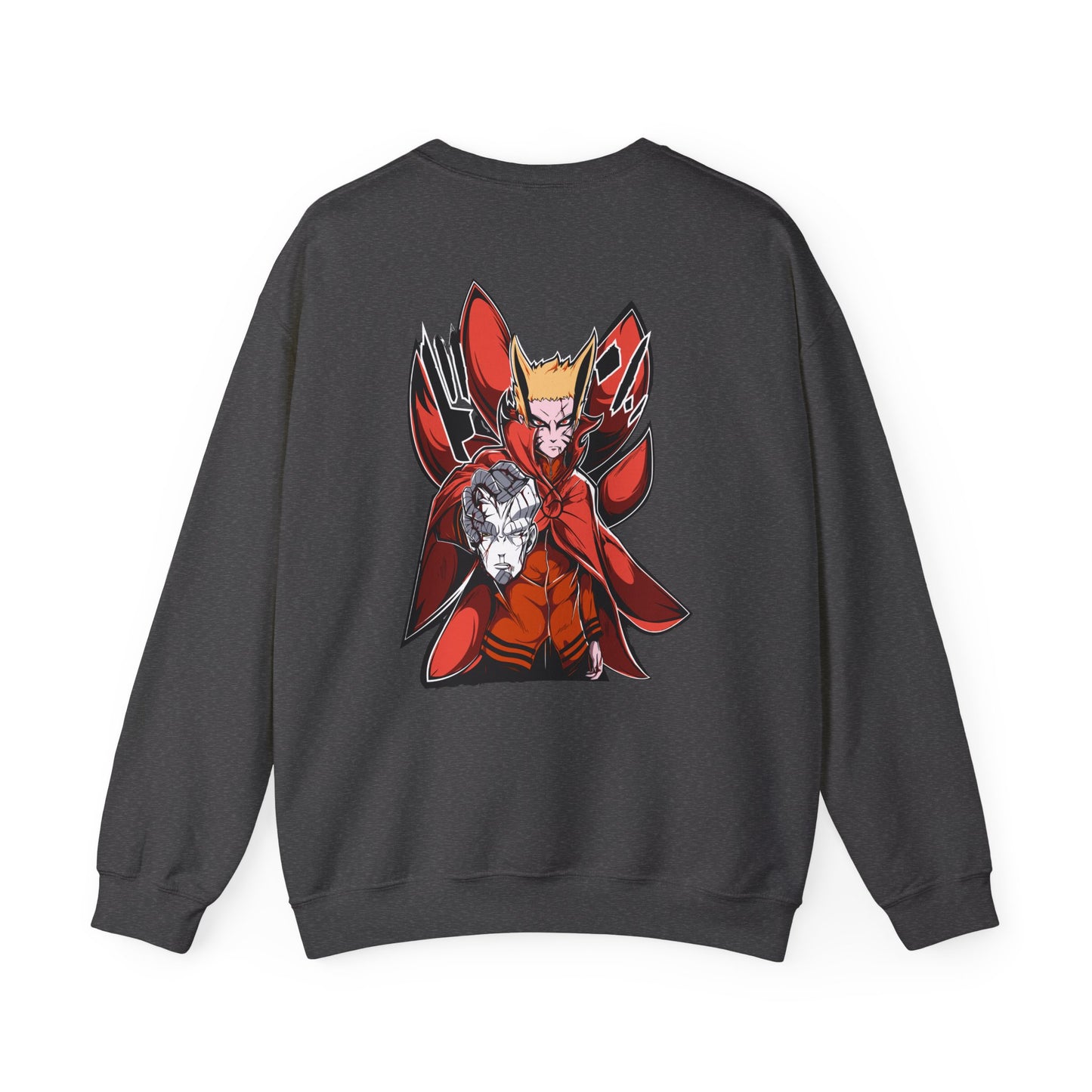 Anime Red Demon Crewneck Sweatshirt — Naruto-Inspired Kurama & Shadow Art